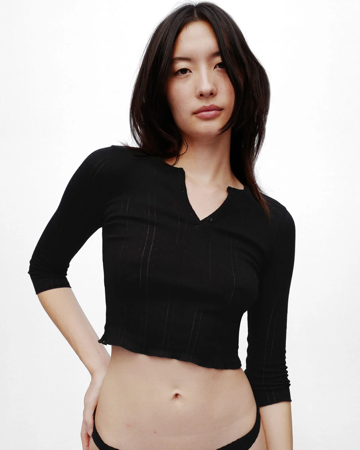 The Baby Henley: Black Pointelle - Image 9