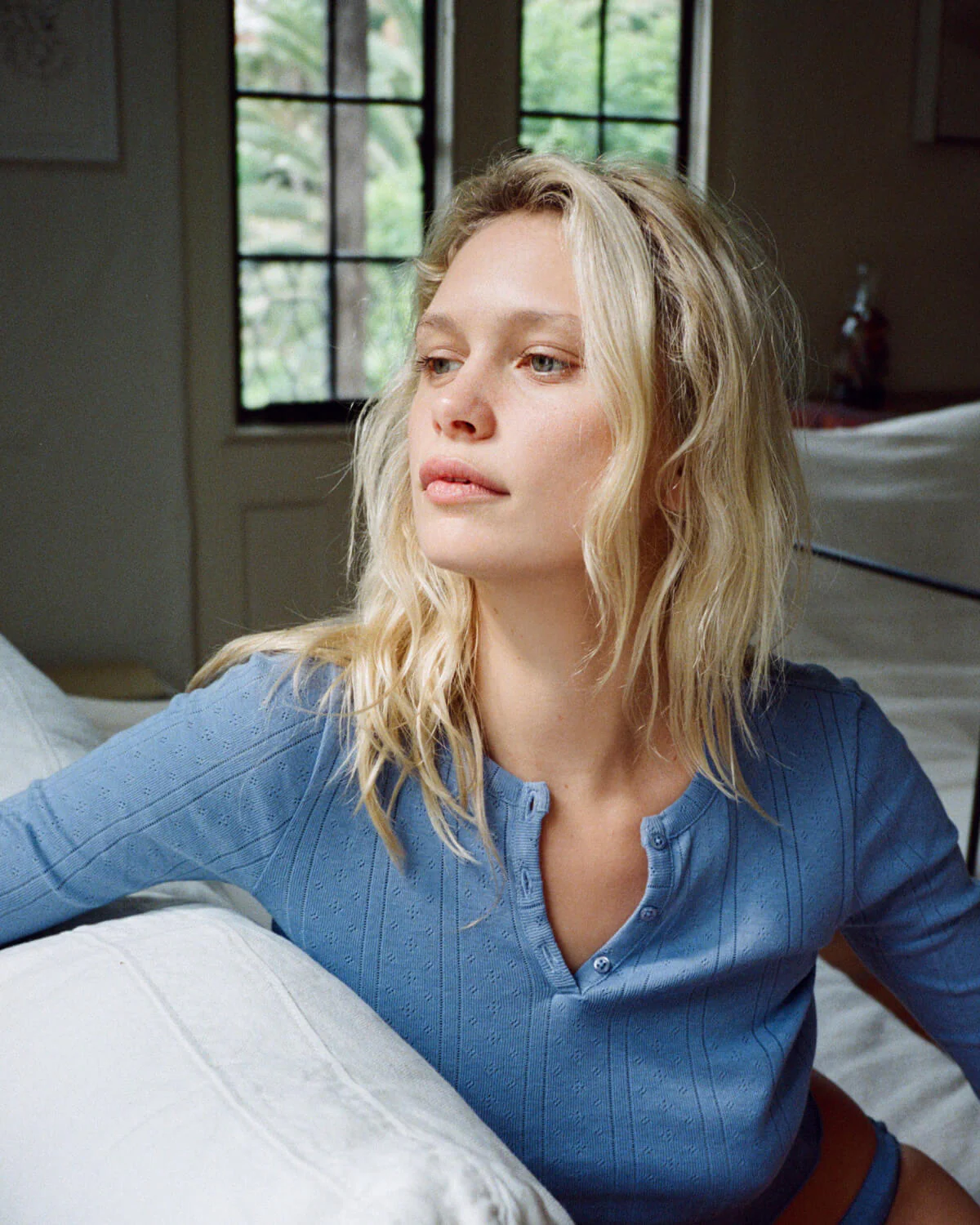 The Baby Henley: French Blue Pointelle - Image 4