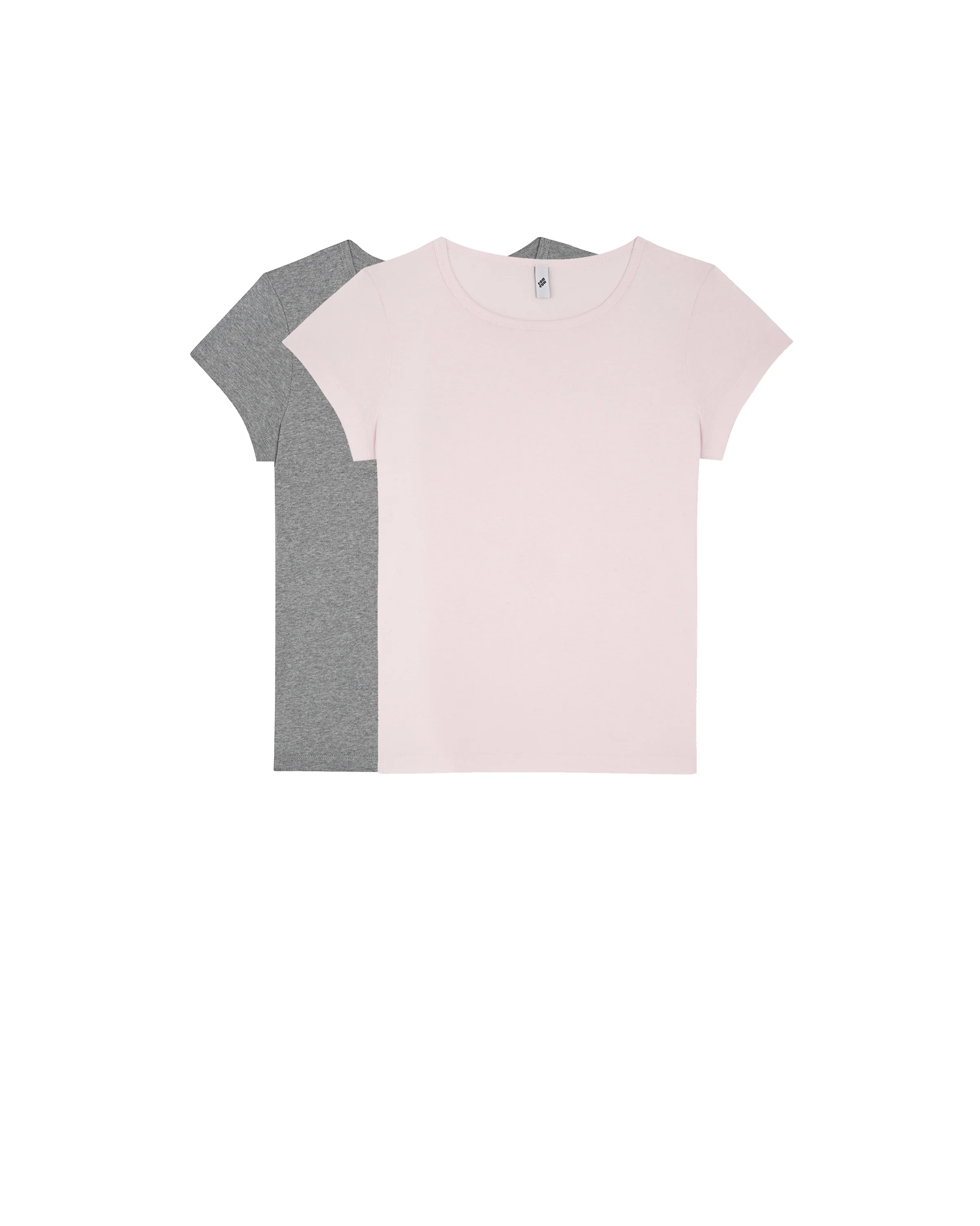 The Baby Tee 2 Pack: Cotton Jersey Baby Pink & Grey - Image 3