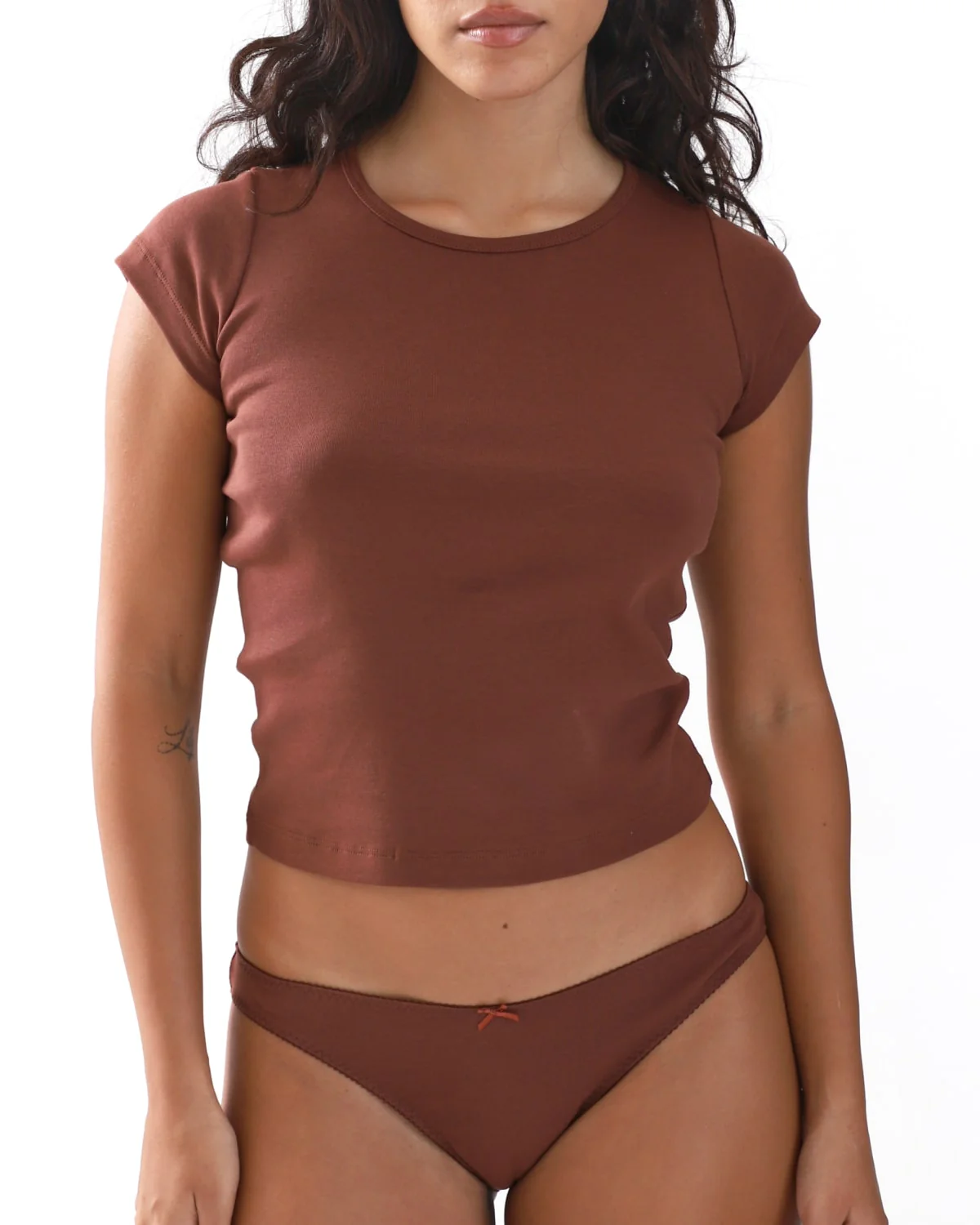 The Baby Tee: Brown Cotton Jersey - Image 4