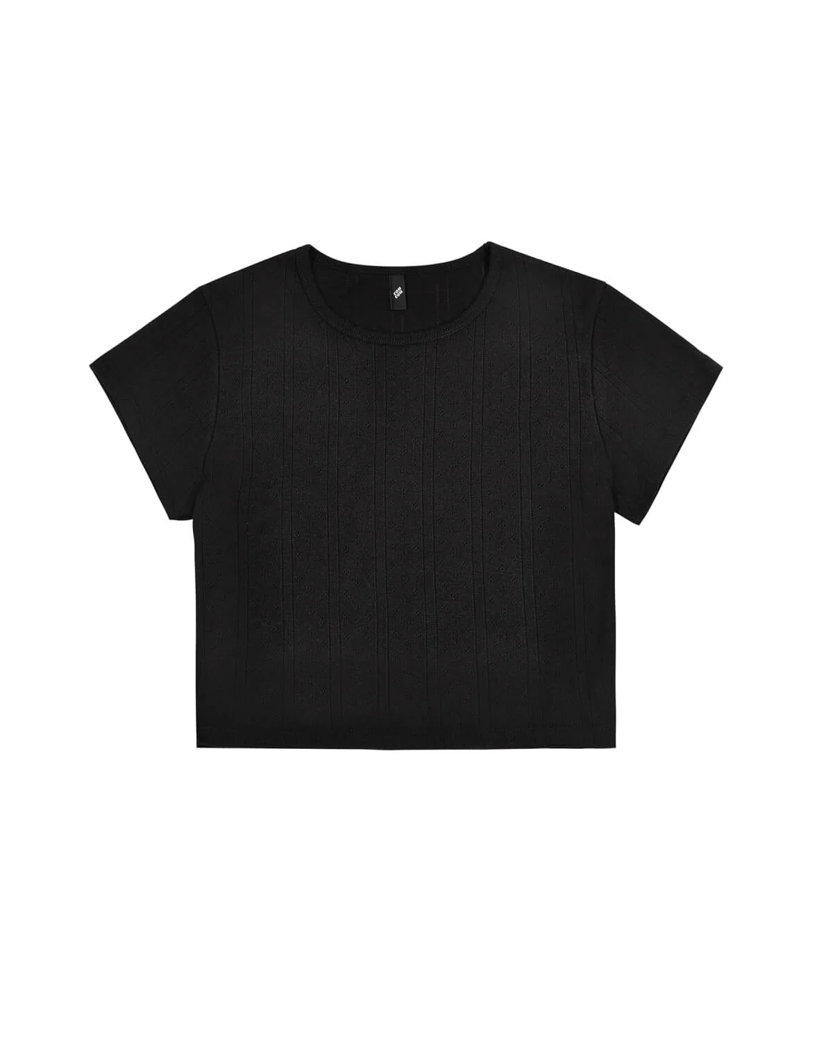 The Crop Baby Tee: Black Pointelle - Image 3