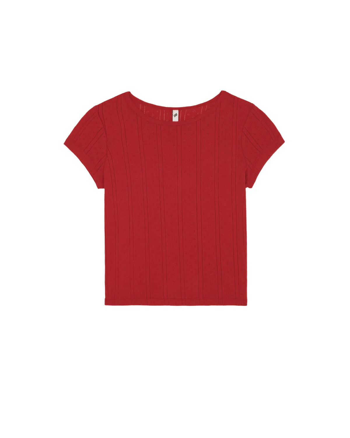 The Baby Tee: Cherry Red Pointelle - Image 3