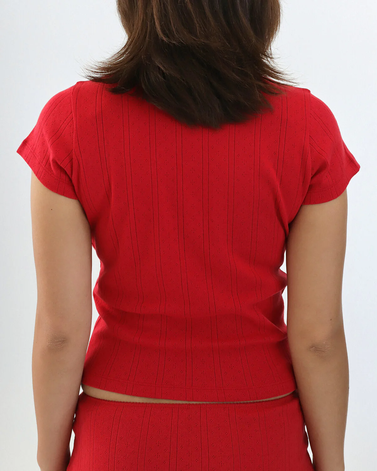 The Baby Tee: Cherry Red Pointelle - Image 6