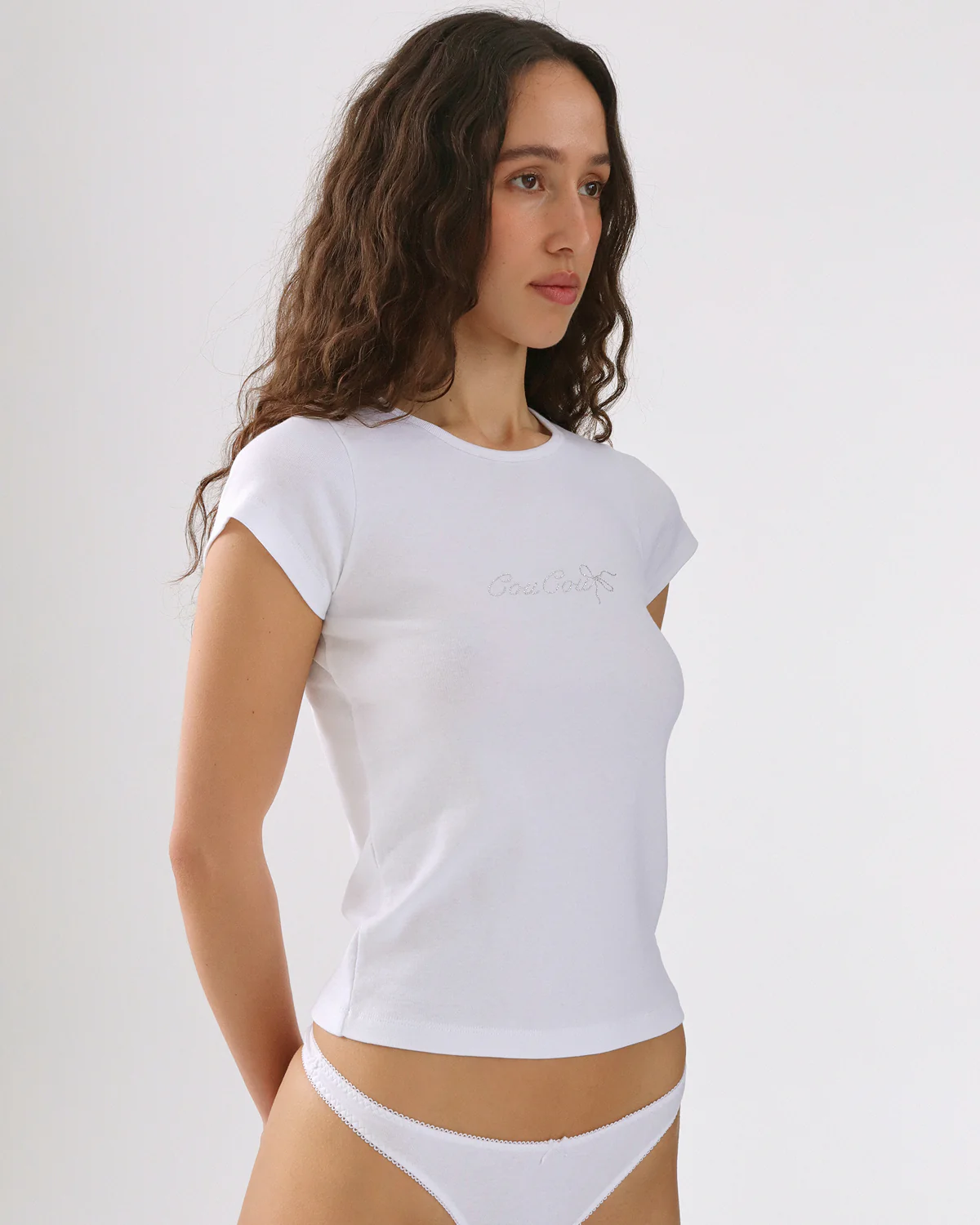 The Crystal Baby Tee: White Cotton Jersey - Image 5