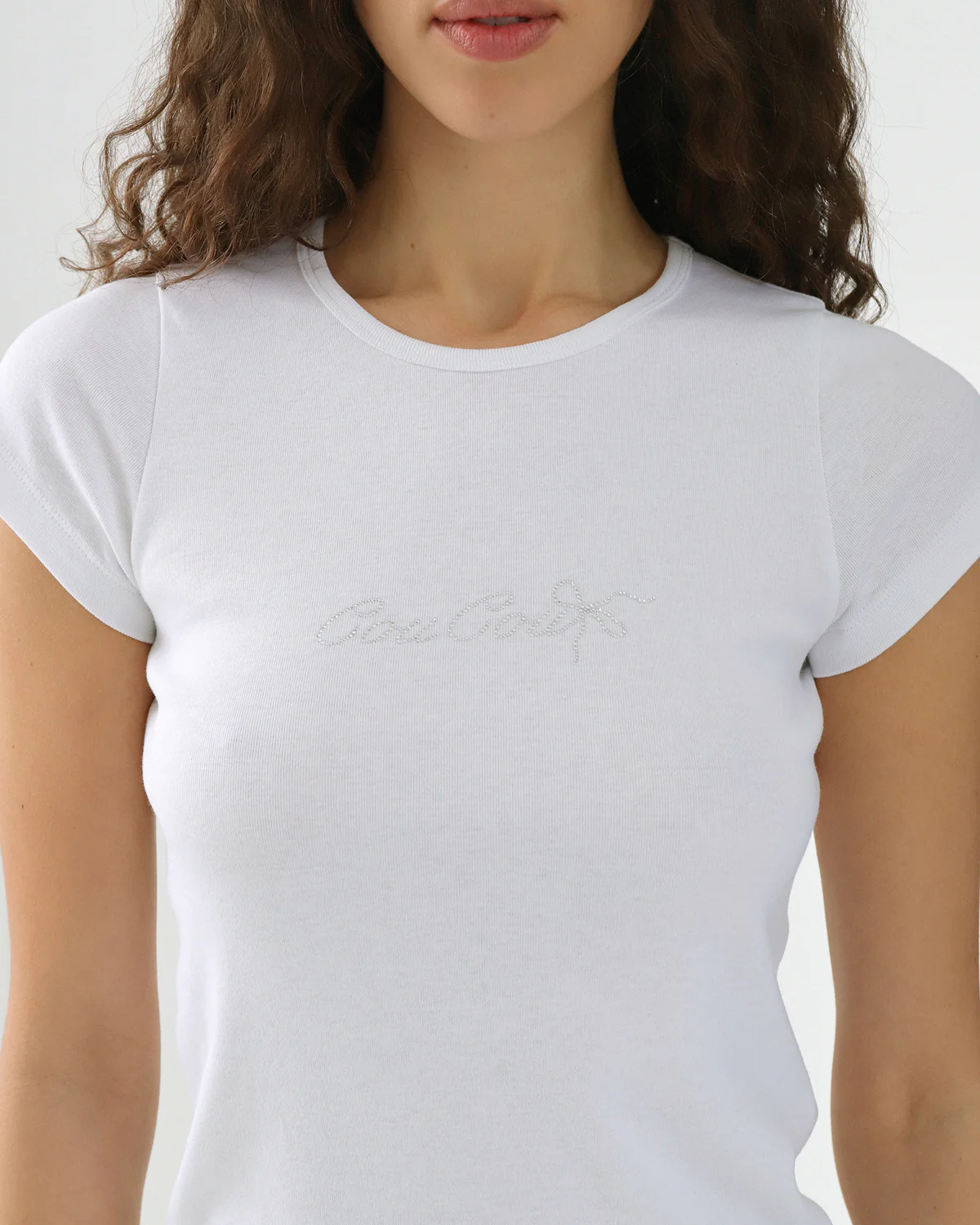 The Crystal Baby Tee: White Cotton Jersey - Image 6