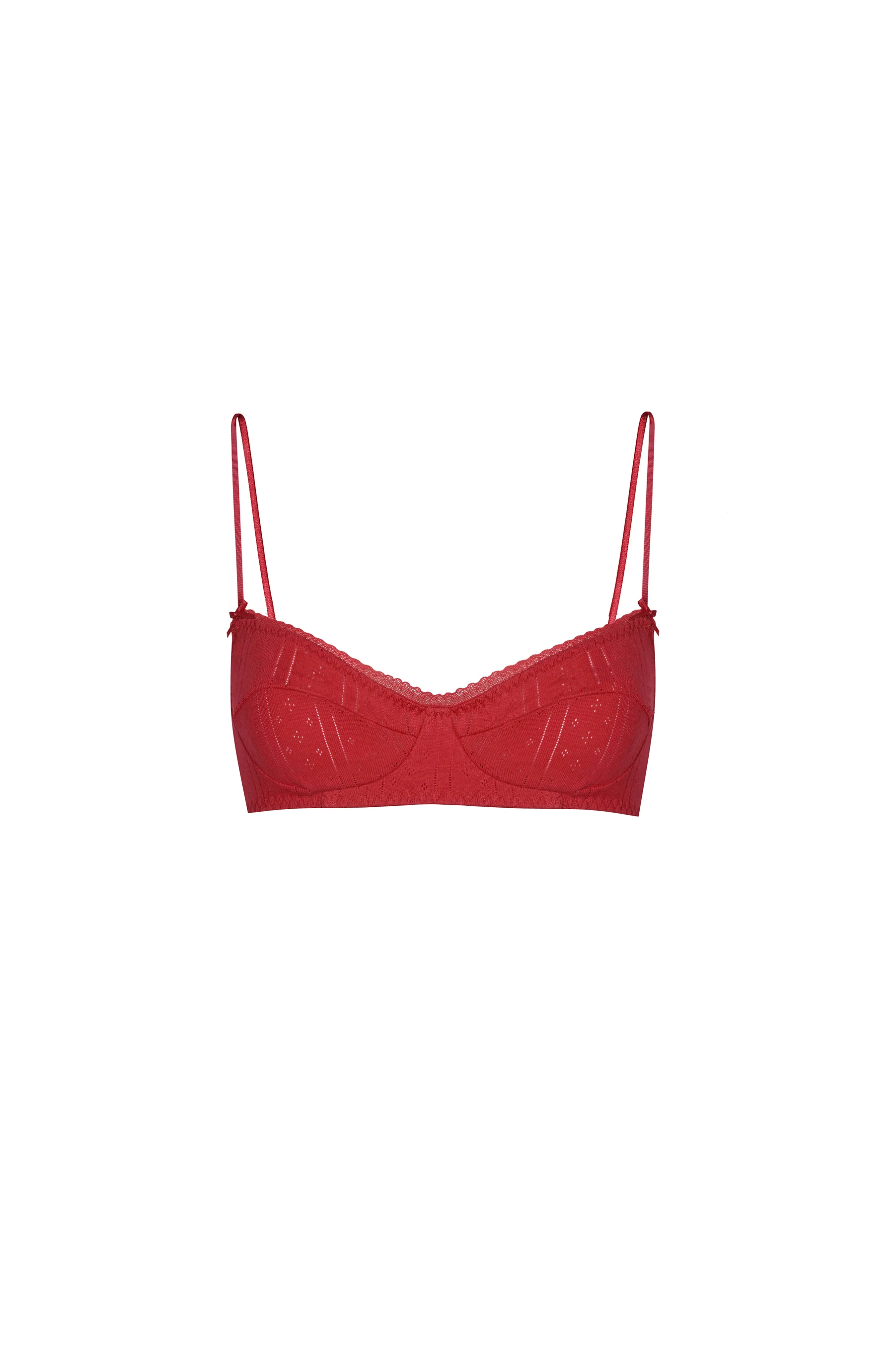 The Balconette: Cherry Red Pointelle - Image 3