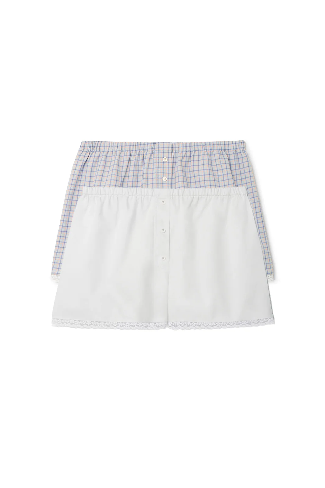The Boxer 2 Pack: French Poplin White & Blue Check - Image 3