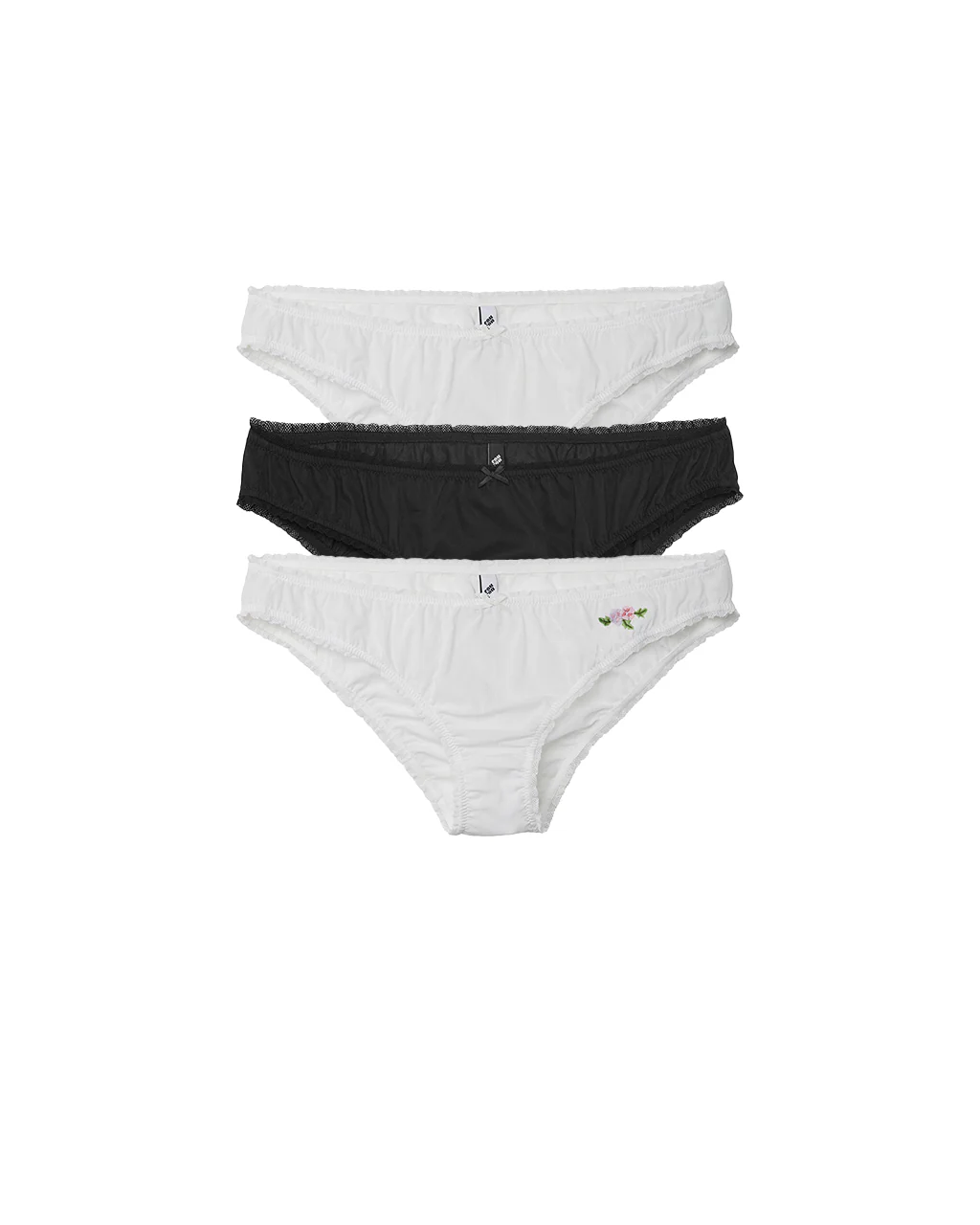 The Brief 3 Pack: Cotton Voile Black, White & Fleur - Image 3