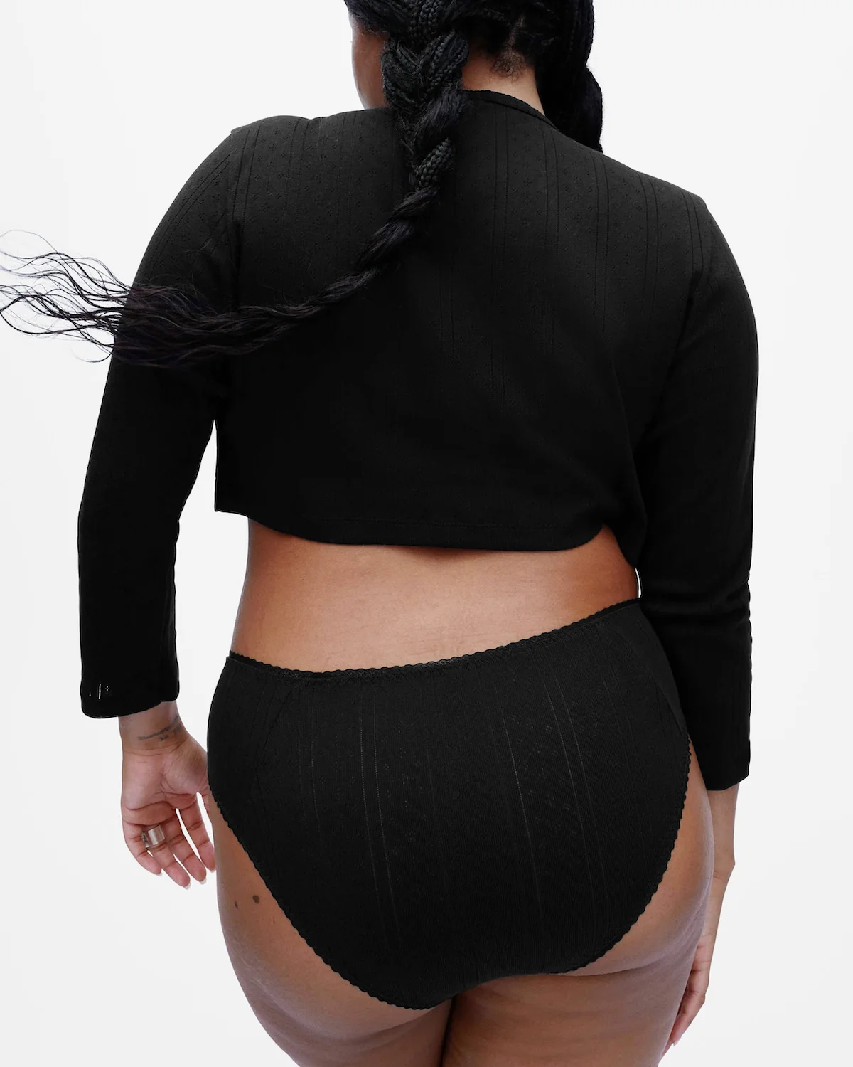 The Crop Cardi: Black Pointelle - Image 10