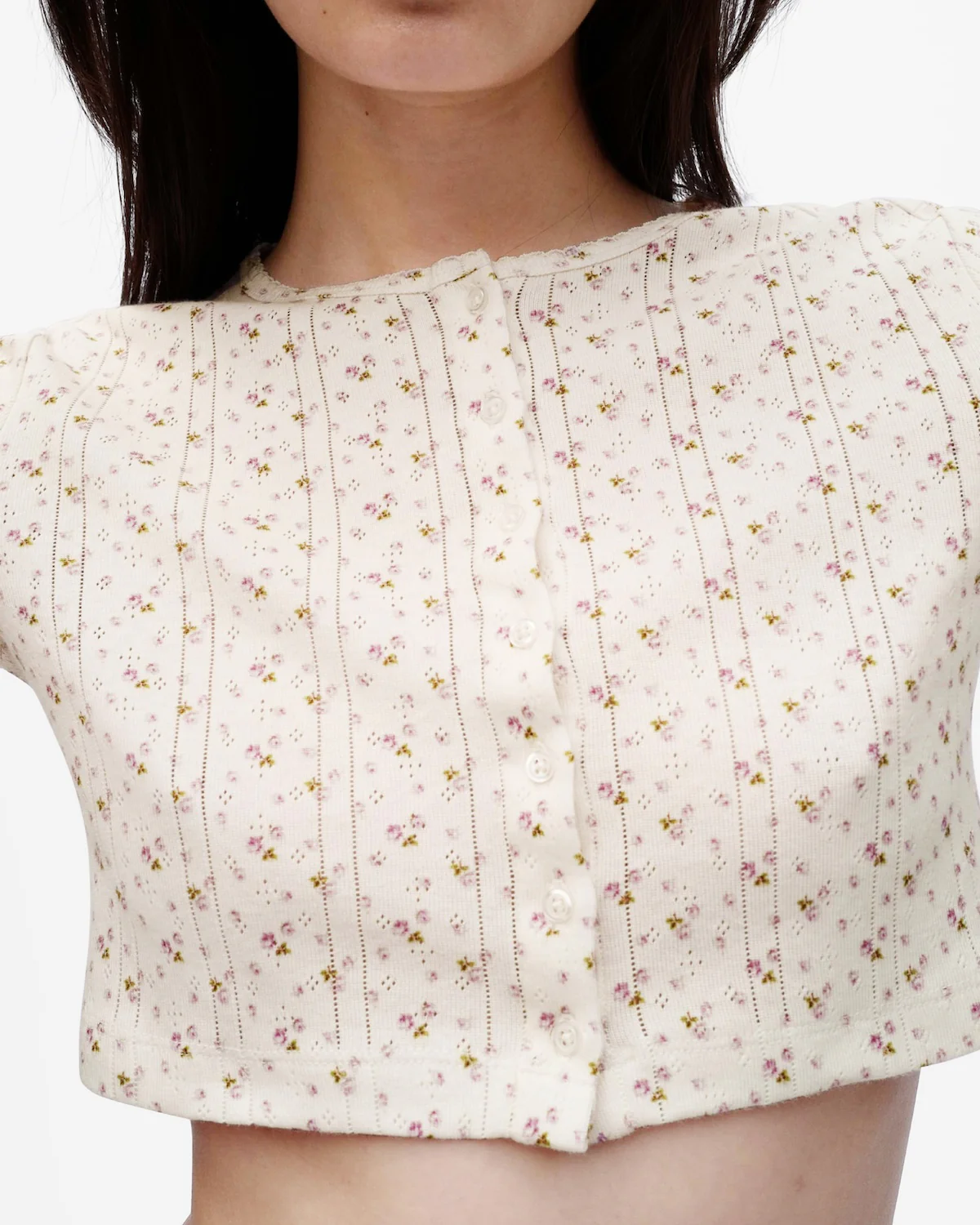 The Crop Cardi: English Rose Pointelle - Image 4
