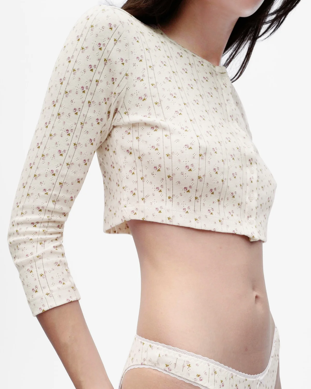 The Crop Cardi: English Rose Pointelle - Image 6