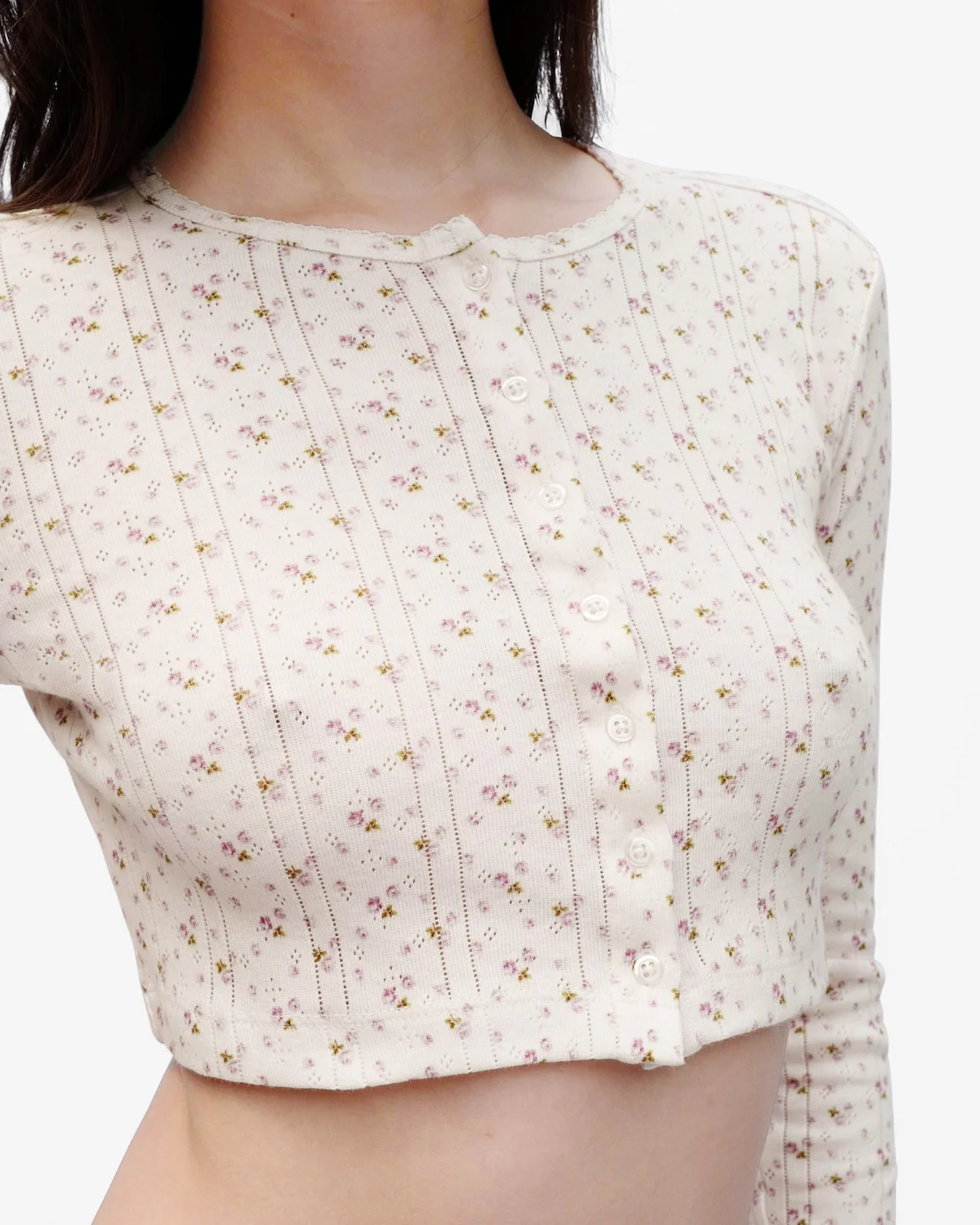 The Crop Cardi: English Rose Pointelle - Image 7