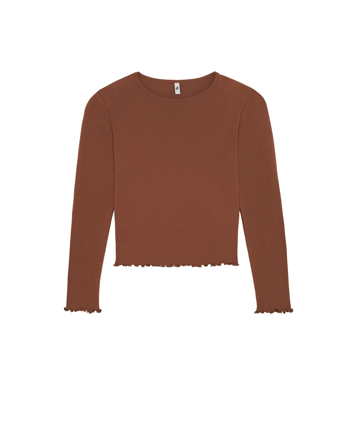 The Frilly Long Sleeve: Brown Cotton Jersey - Image 3