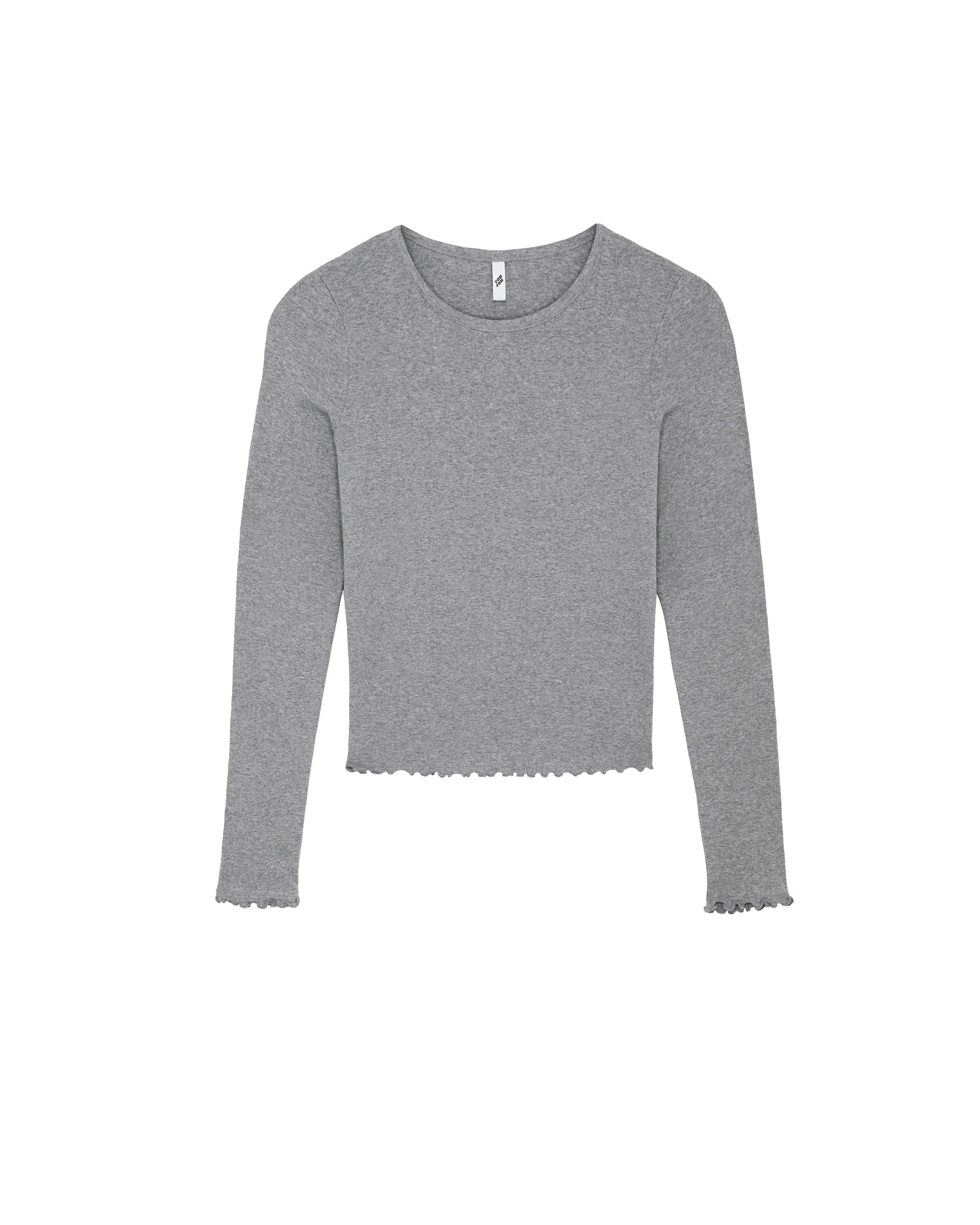 The Frilly Long Sleeve: Grey Cotton Jersey - Image 3