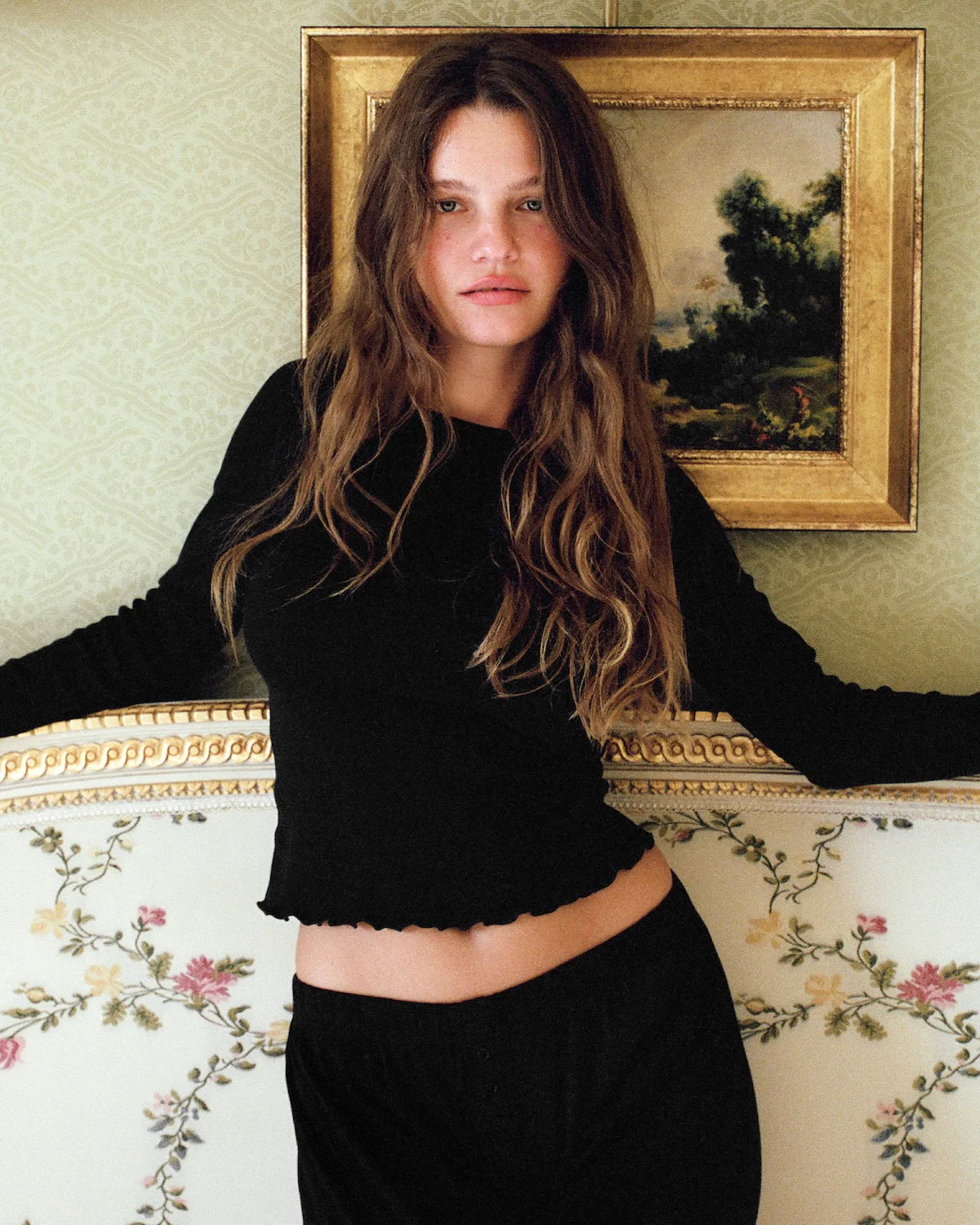 The Frilly Long Sleeve: Black Cotton Jersey - Image 2