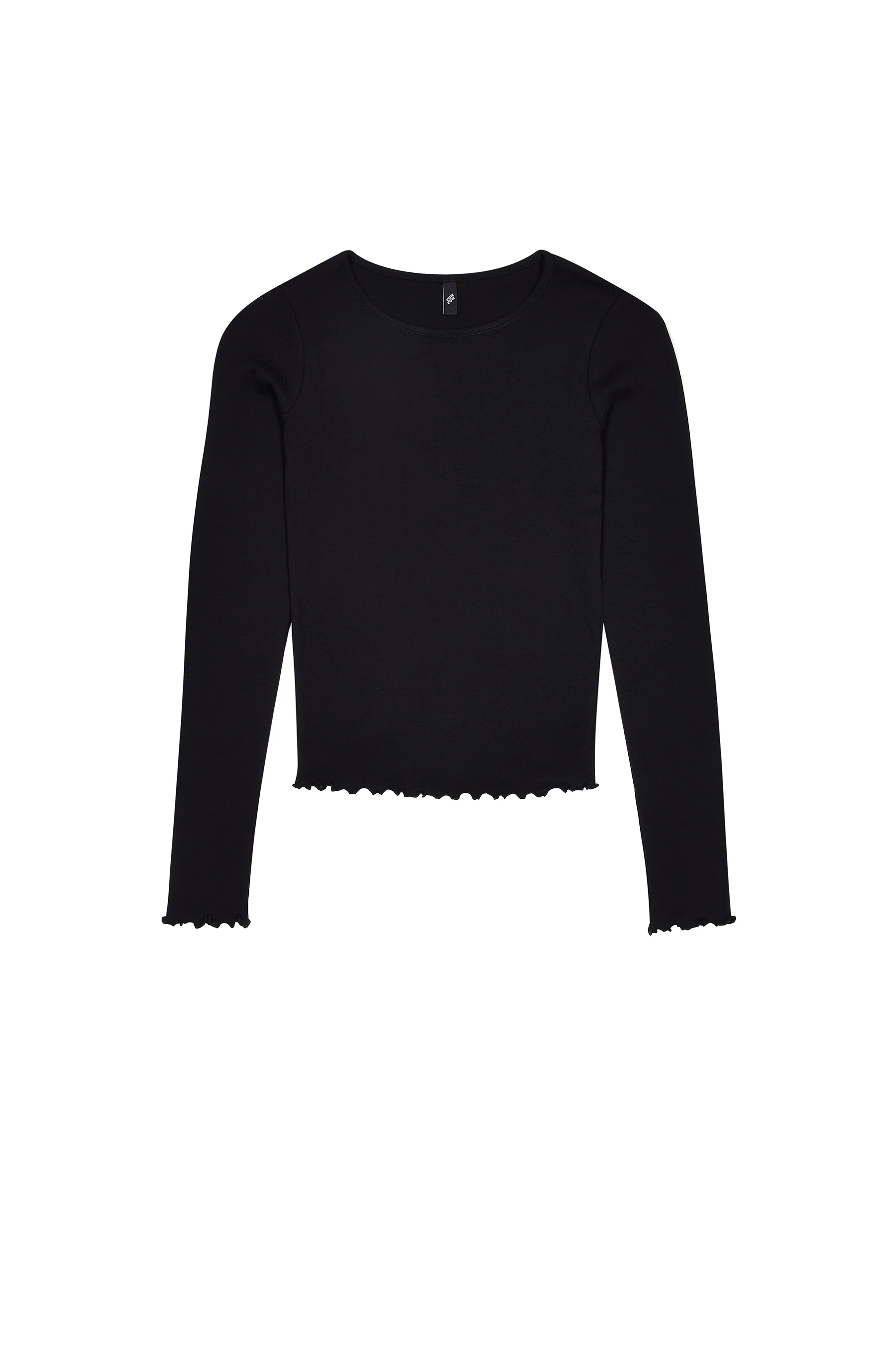 The Frilly Long Sleeve: Black Cotton Jersey - Image 3