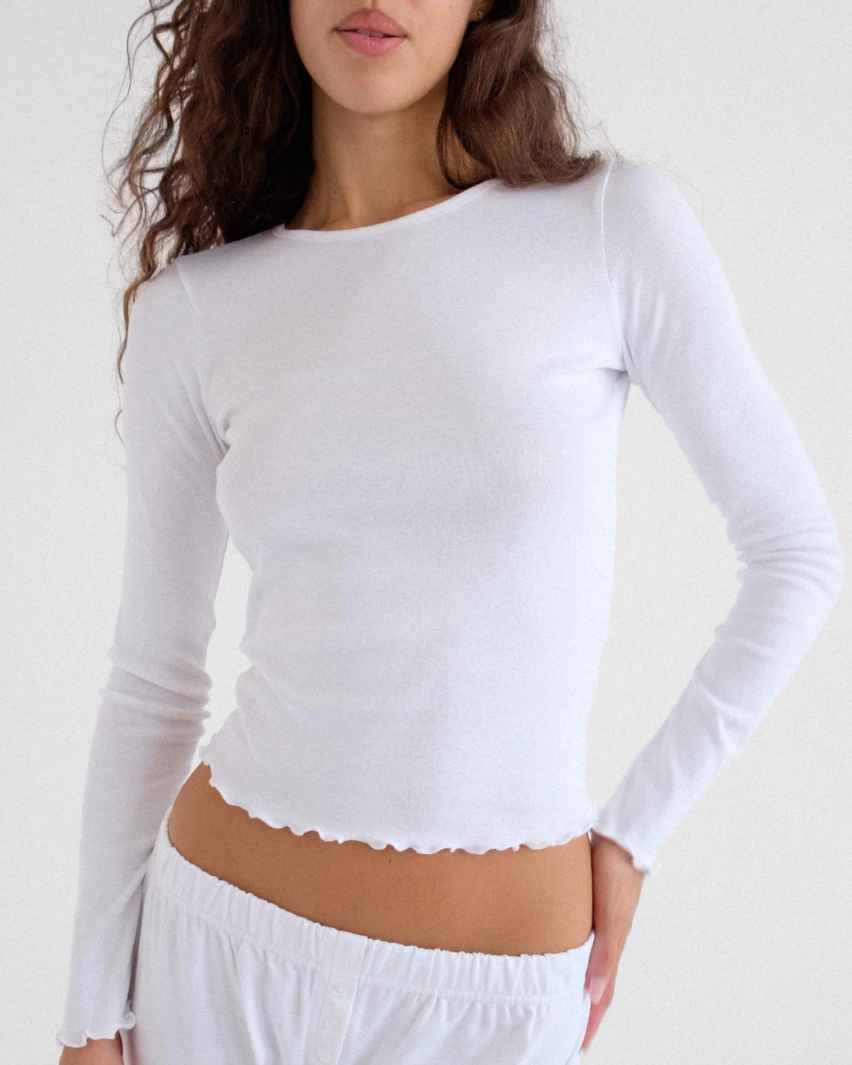 The Frilly Long Sleeve: White Cotton Jersey - Image 4