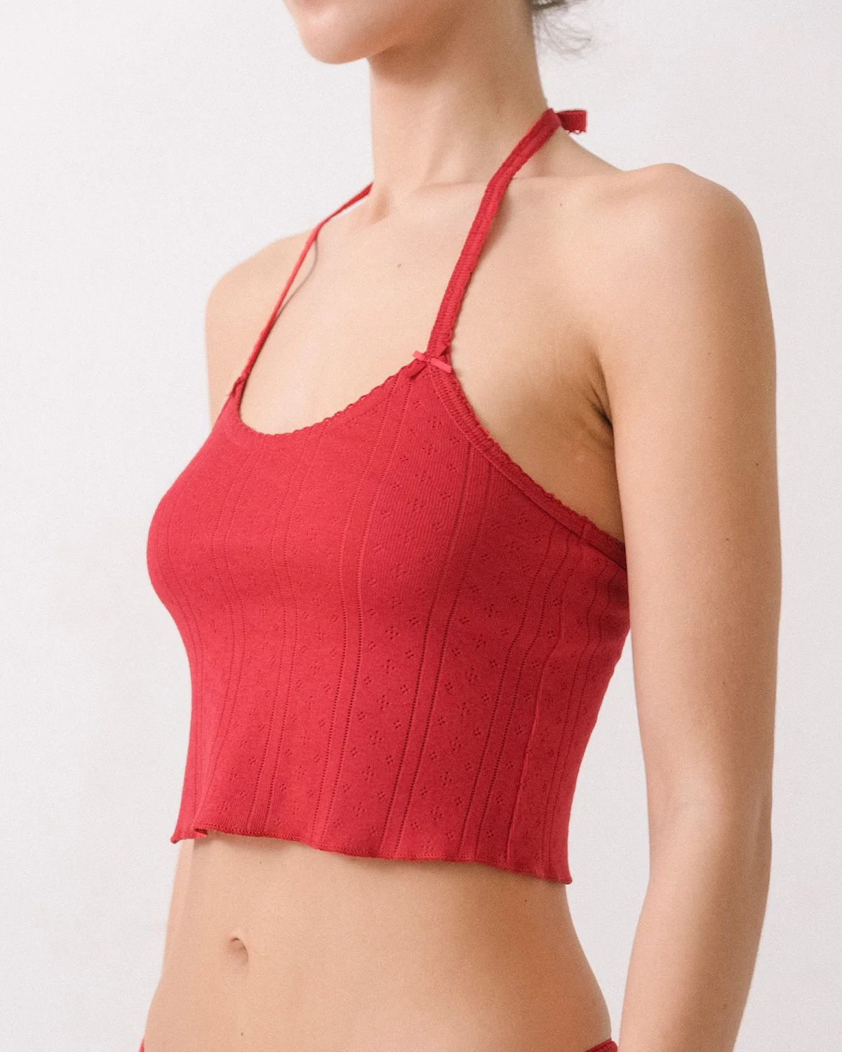 The Halter: Cherry Red Pointelle - Image 2