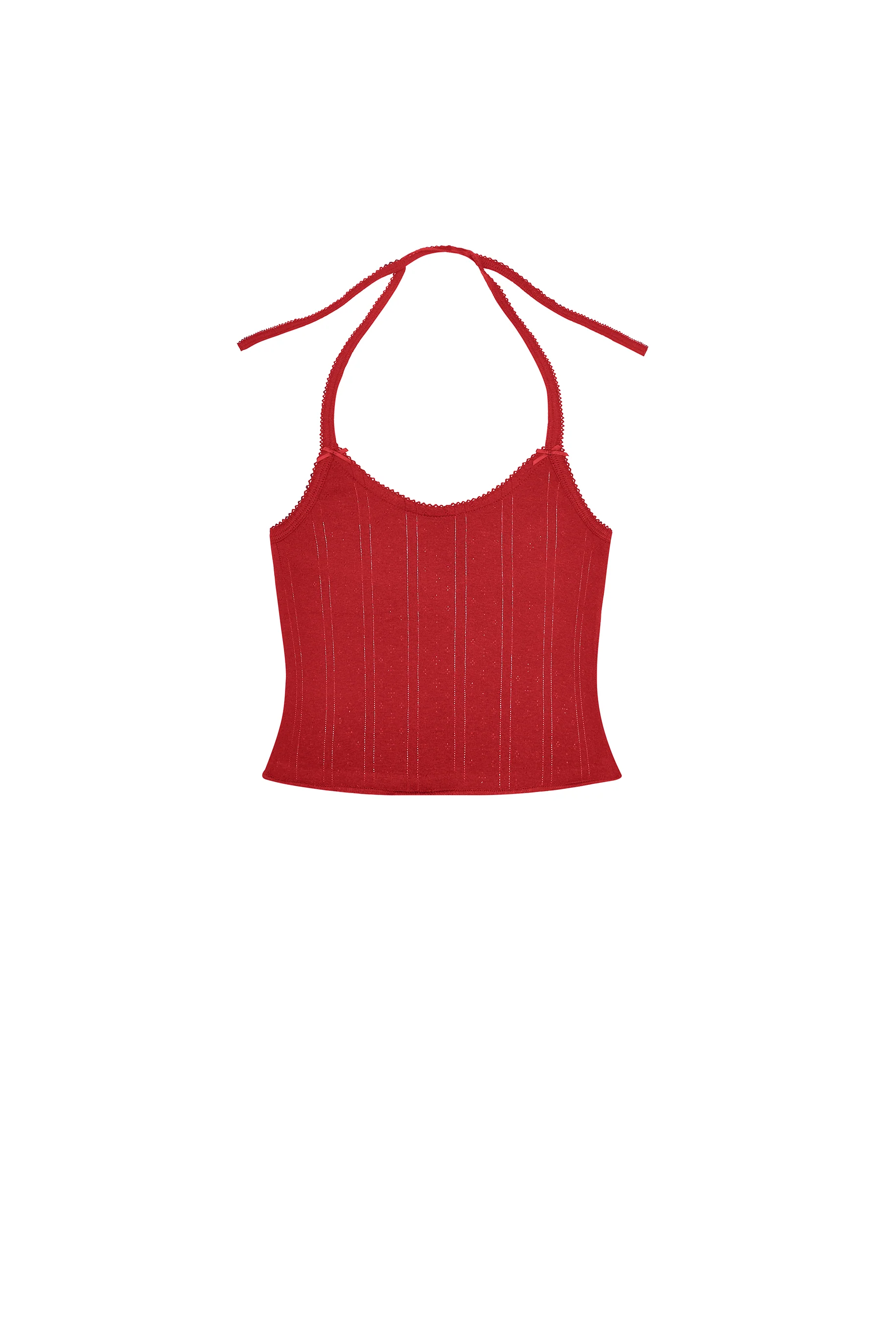 The Halter: Cherry Red Pointelle - Image 3