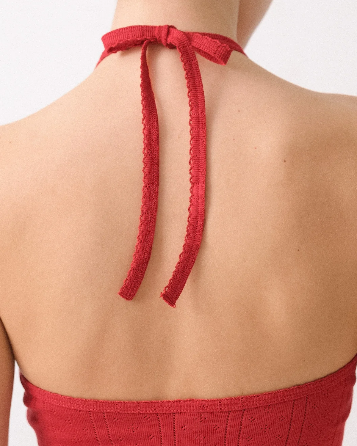 The Halter: Cherry Red Pointelle - Image 7