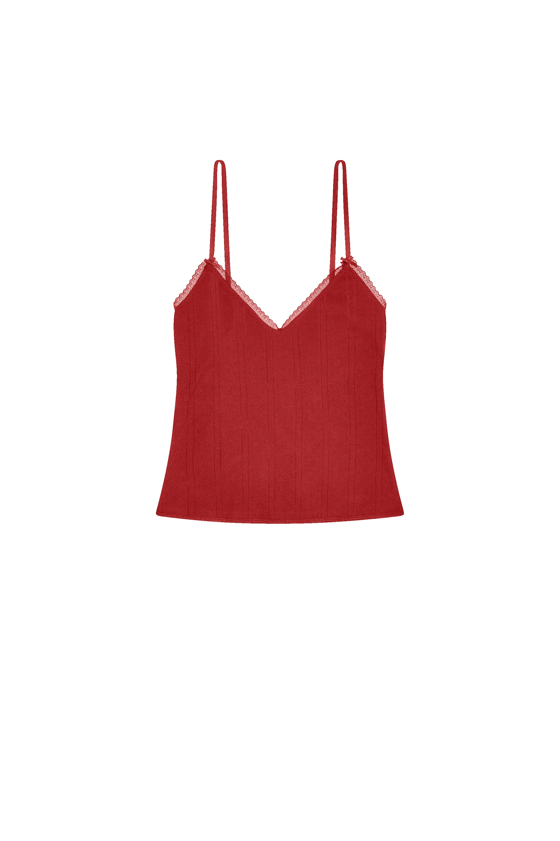The Long Cami: Cherry Red Pointelle - Image 3