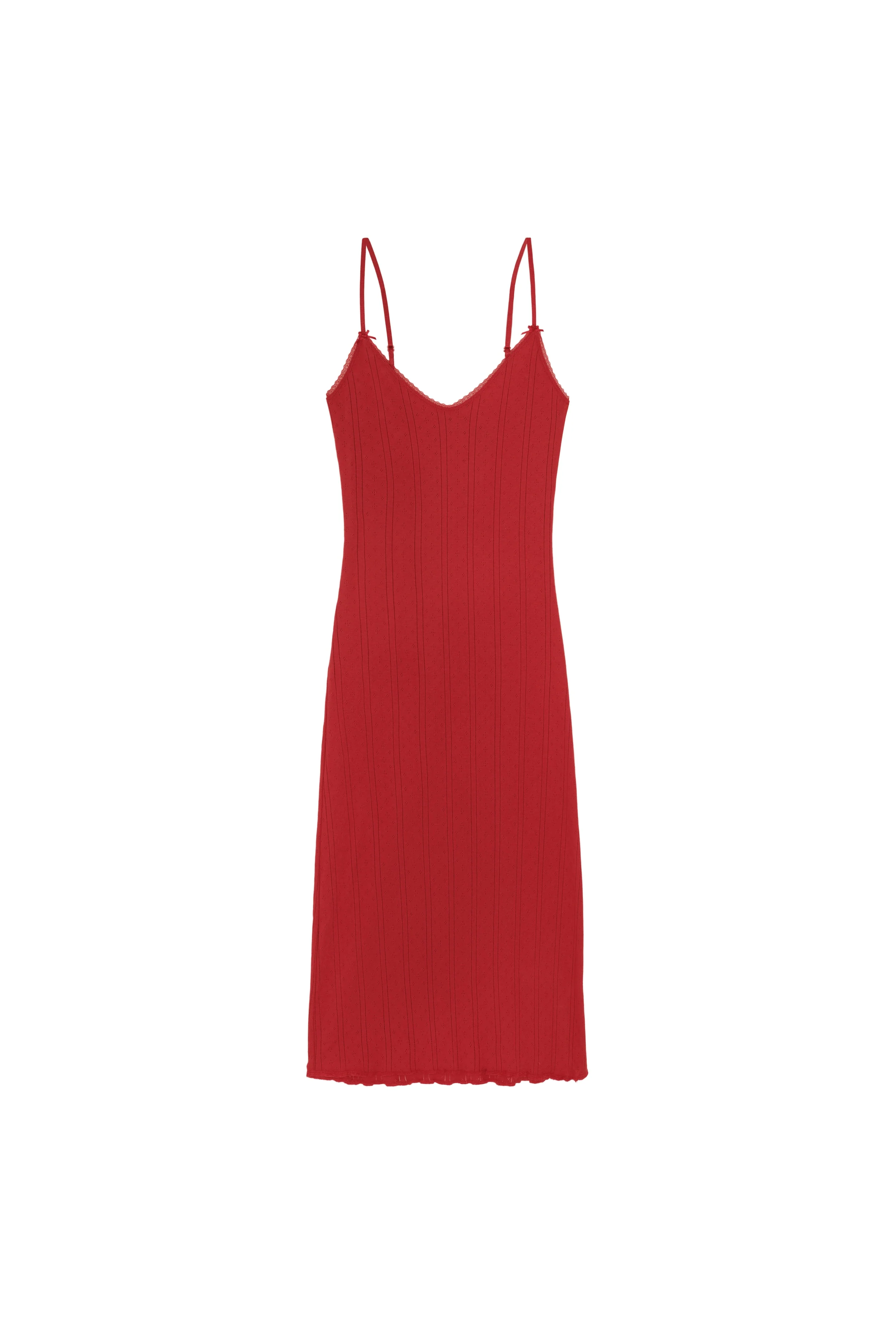 The Midi Slip: Cherry Red Pointelle - Image 3