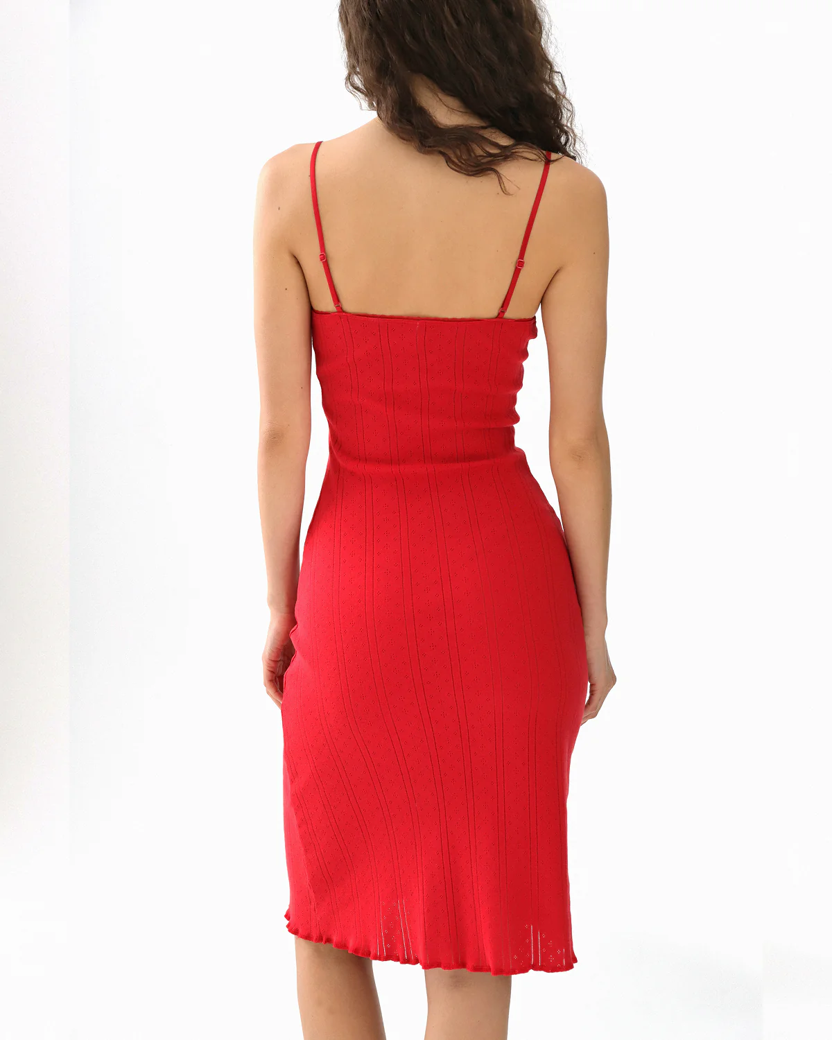 The Midi Slip: Cherry Red Pointelle - Image 5