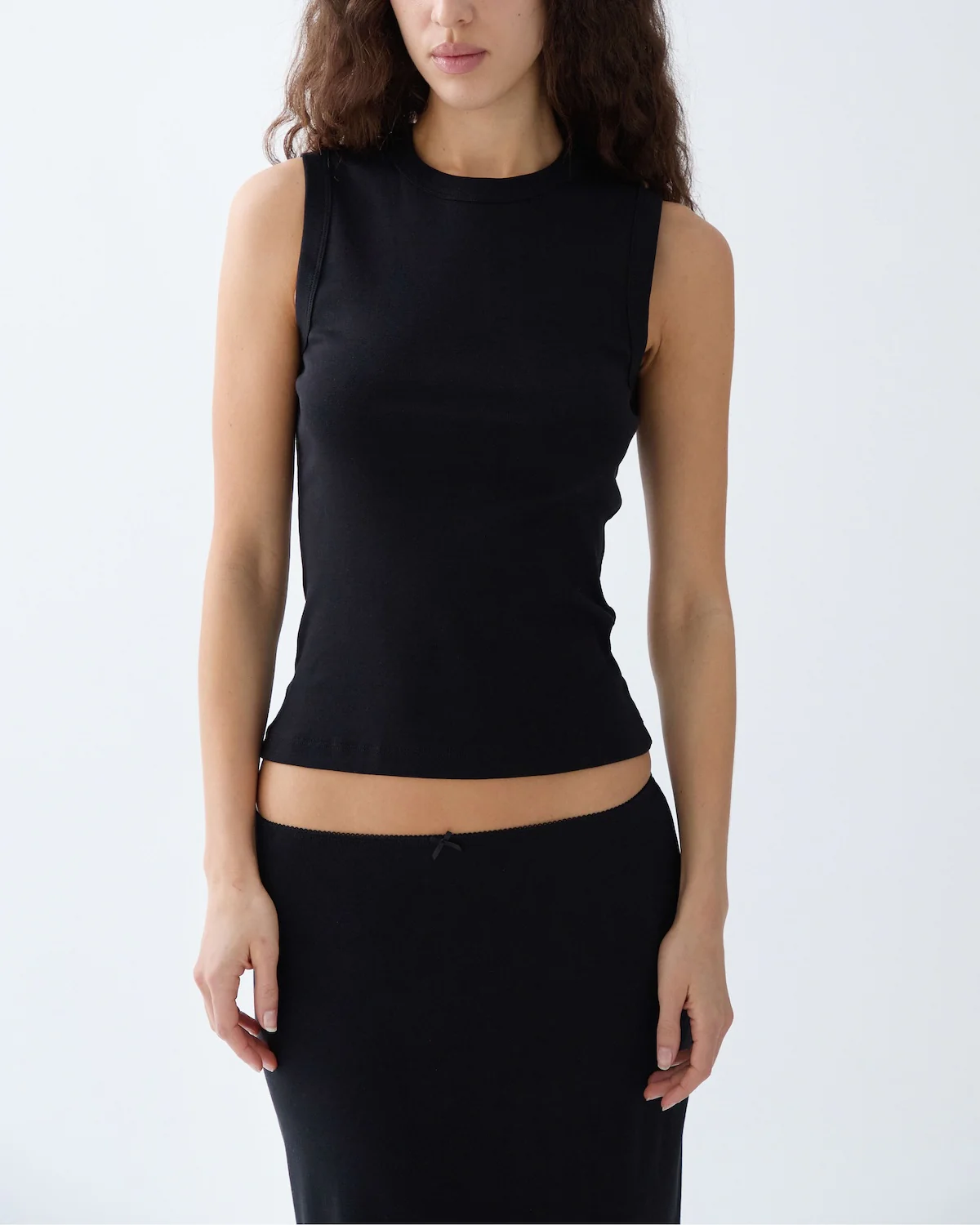 The Muse Tank: Black Cotton Jersey - Image 2