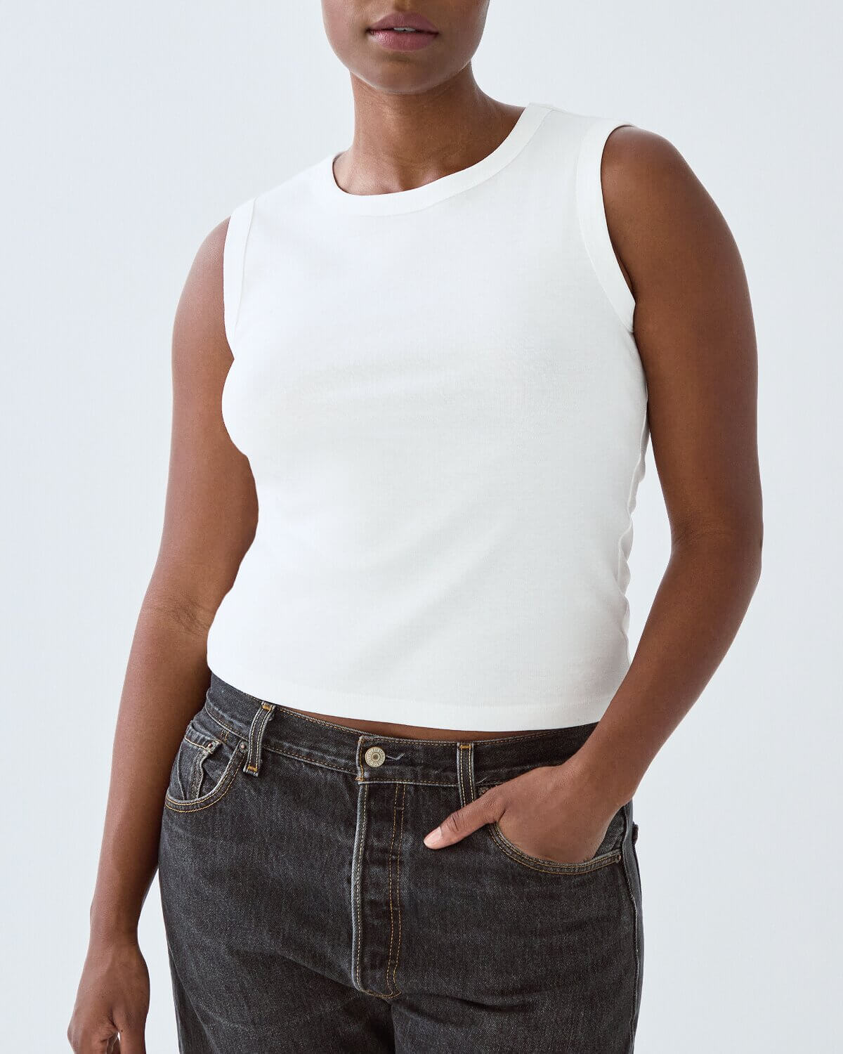 The Muse Tank: White Cotton Jersey - Image 2