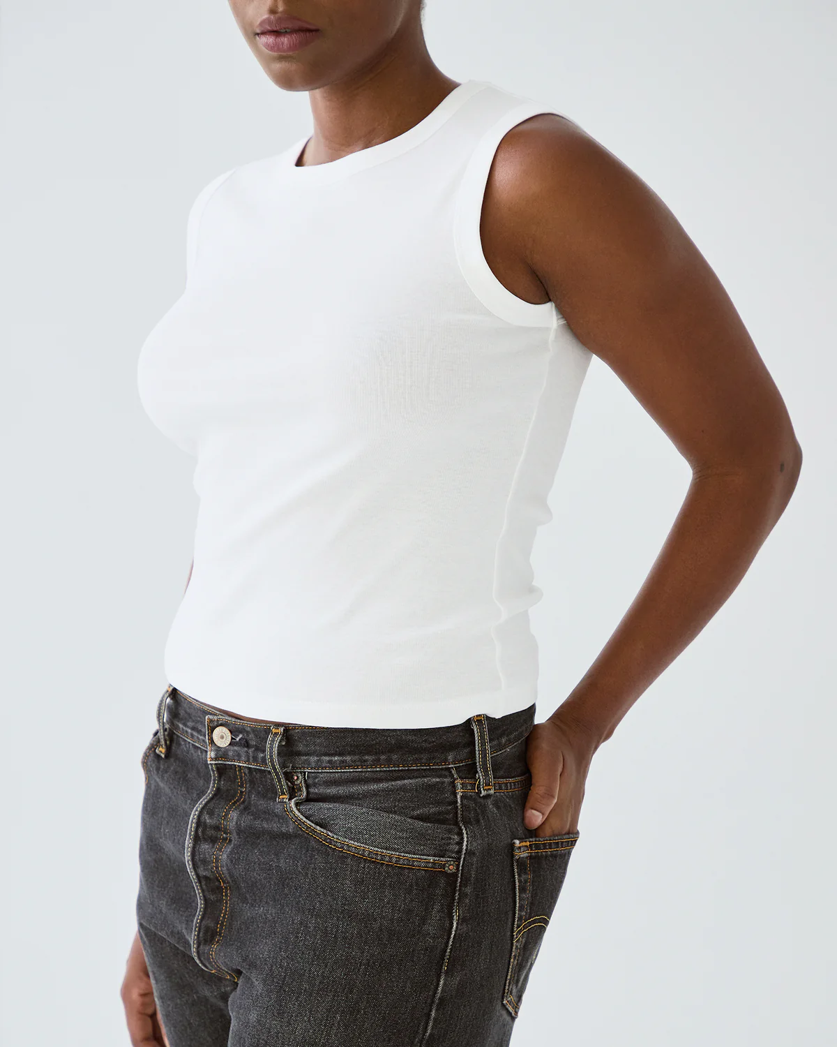 The Muse Tank: White Cotton Jersey - Image 4