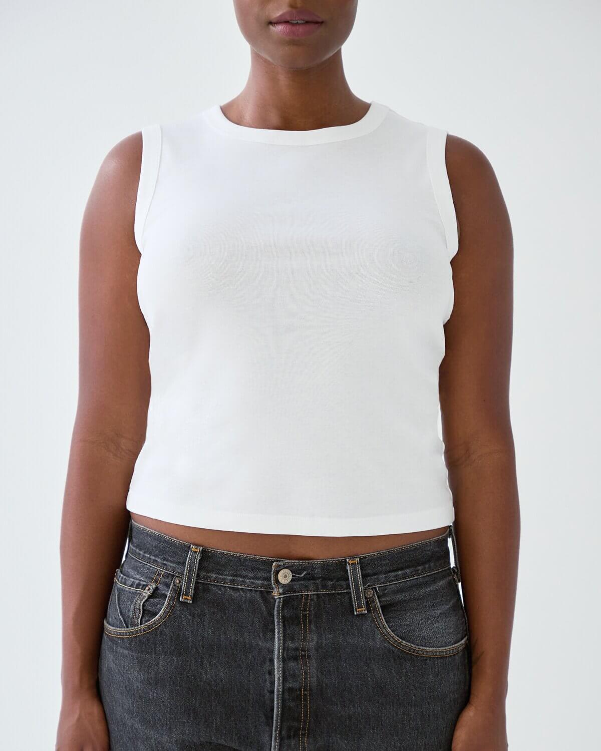The Muse Tank: White Cotton Jersey - Image 5