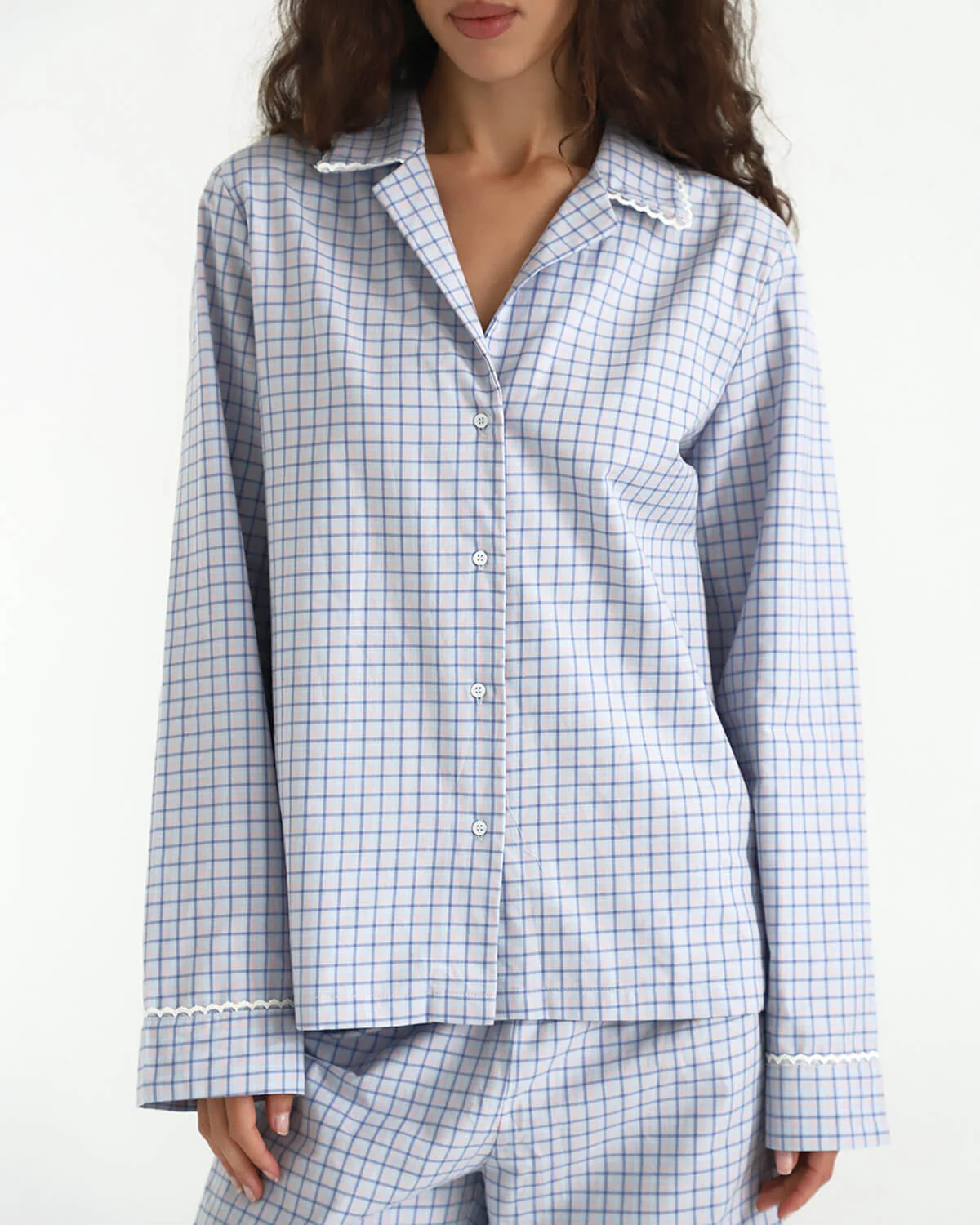 The Pajama Boxette Set: French Poplin Blue Check - Image 7