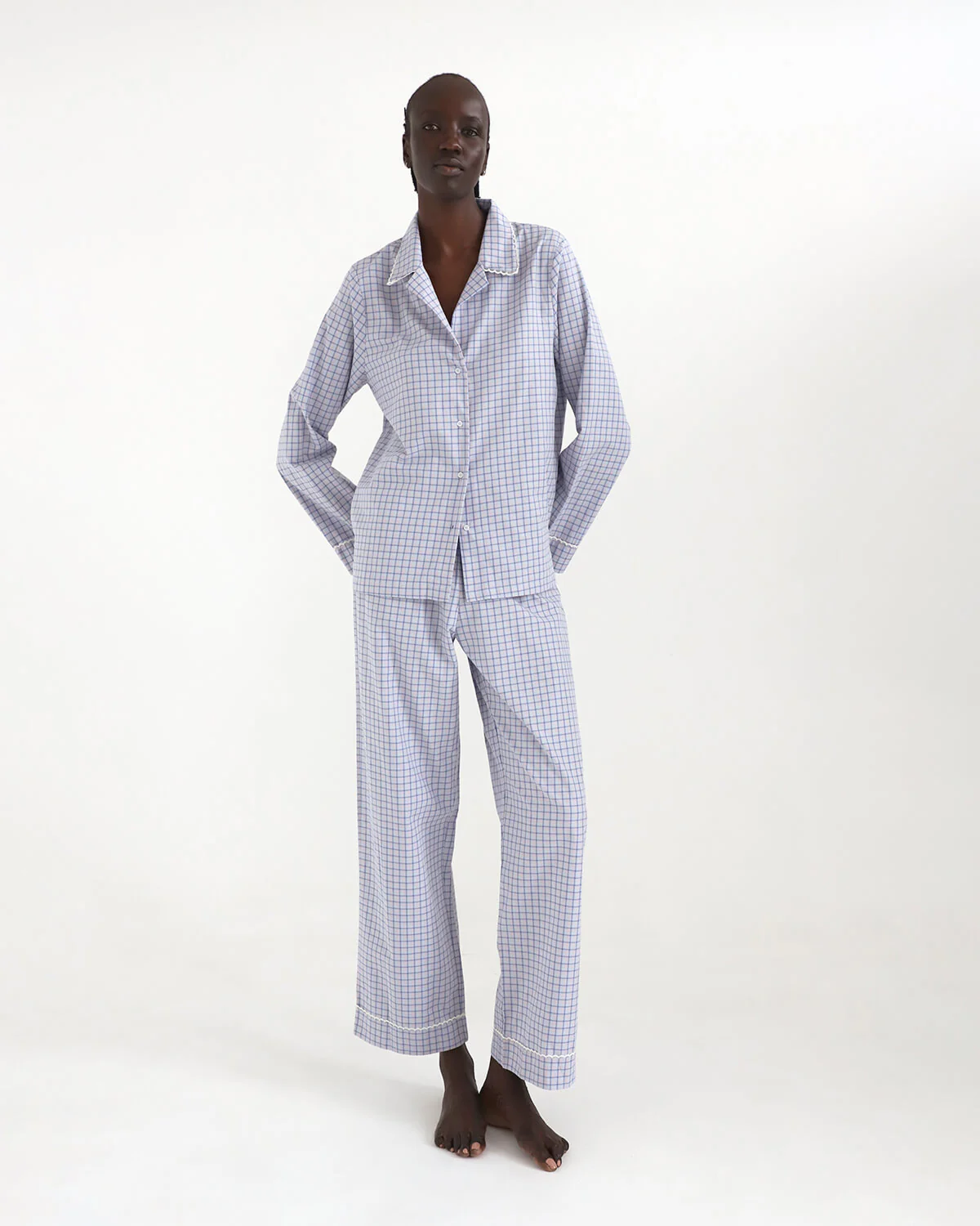 The Pajama Pant: Blue Check French Poplin - Image 6