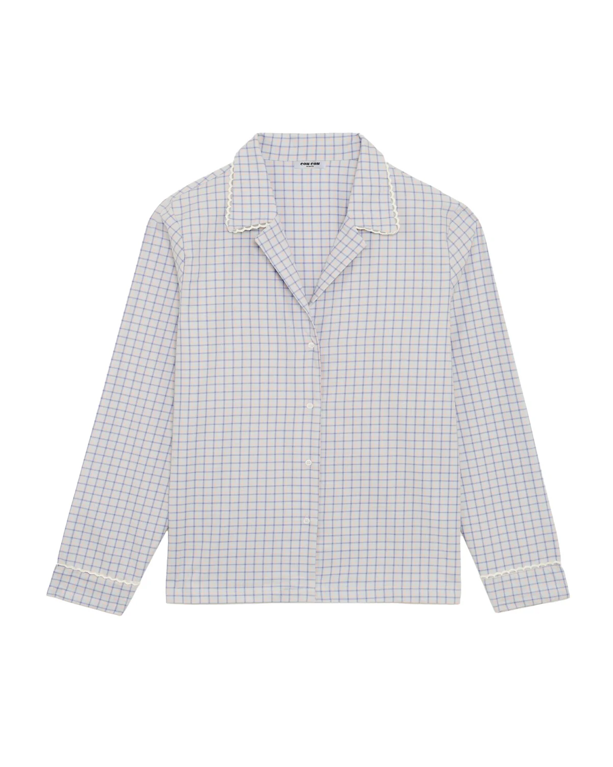 The Pajama Shirt: Blue Check French Poplin - Image 3