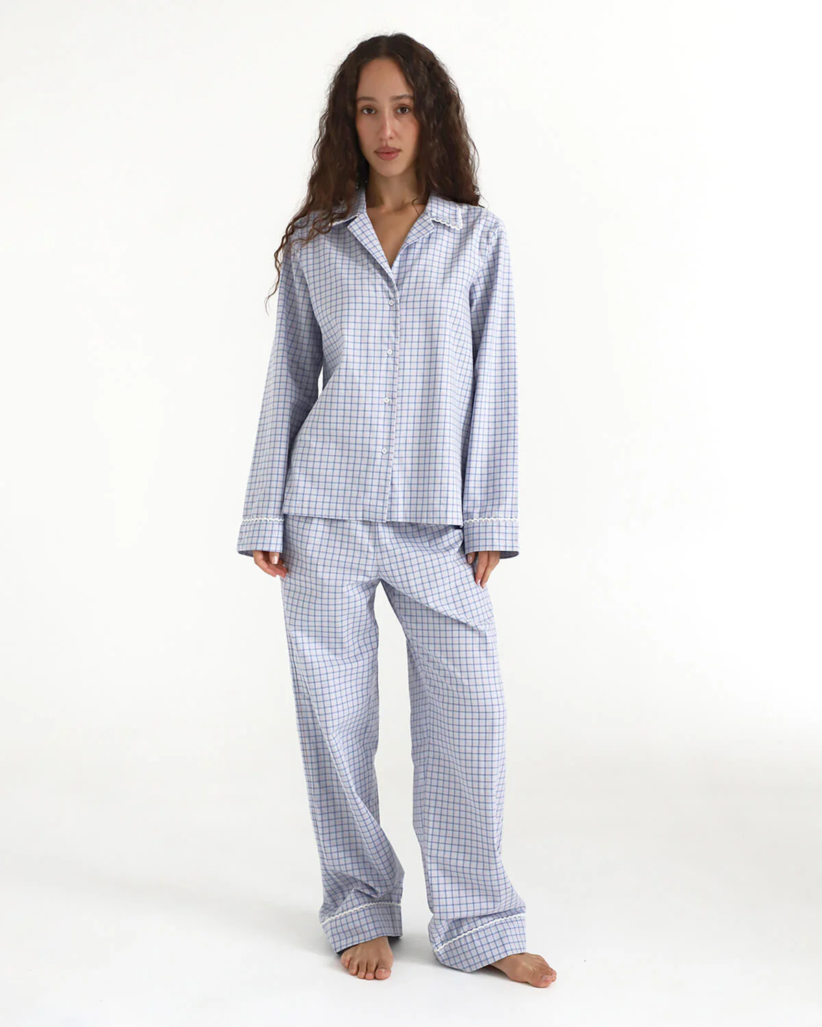 The Pajama Shirt: Blue Check French Poplin - Image 5
