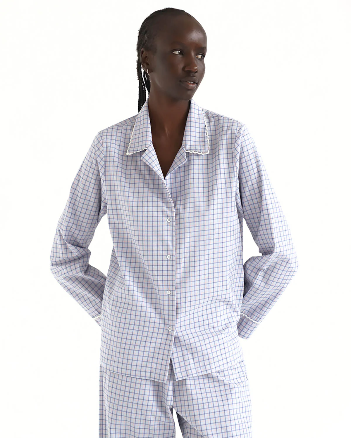 The Pajama Shirt: Blue Check French Poplin - Image 7