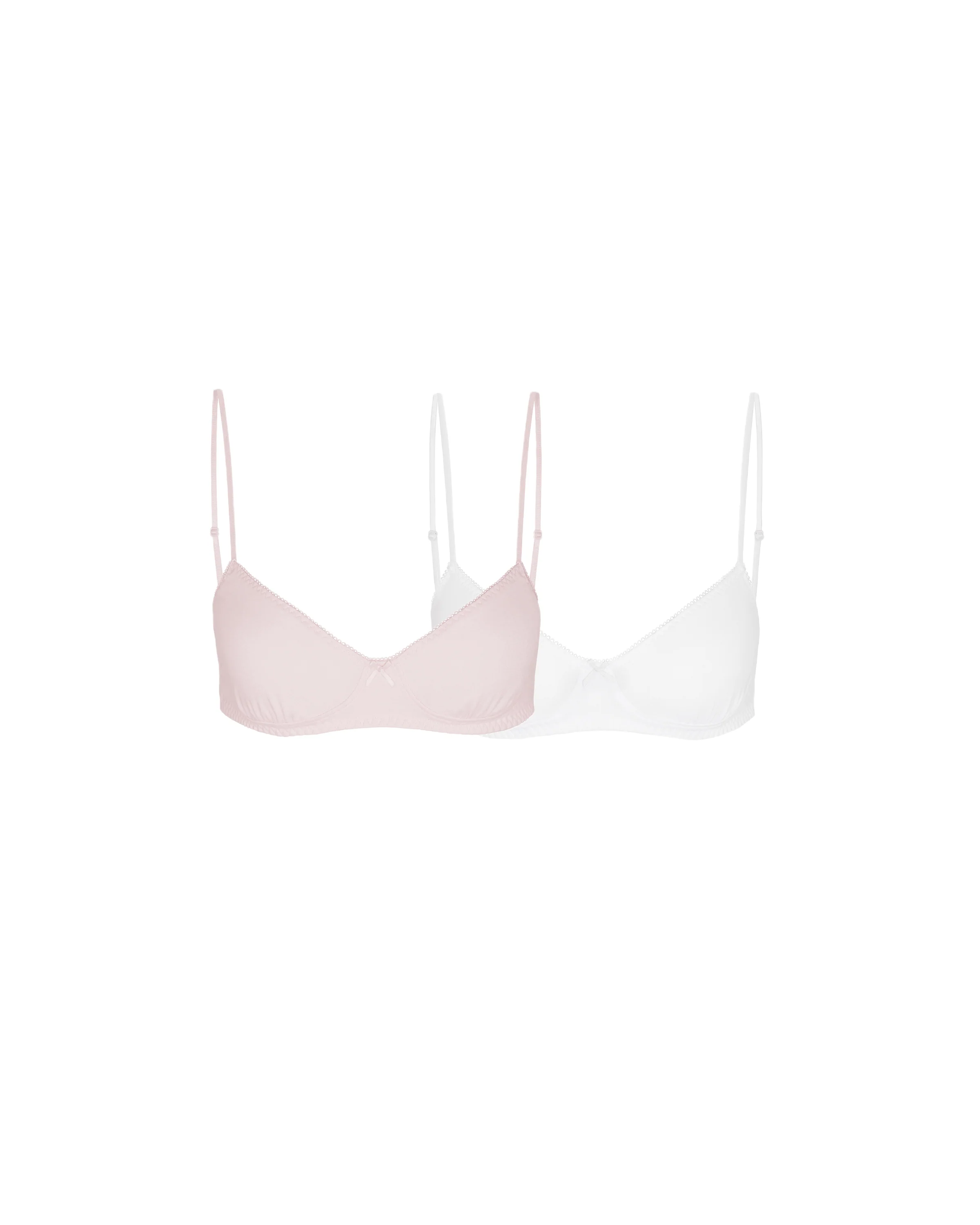 The Petite Bra 2 Pack: Cotton Jersey Baby Pink & White - Image 3