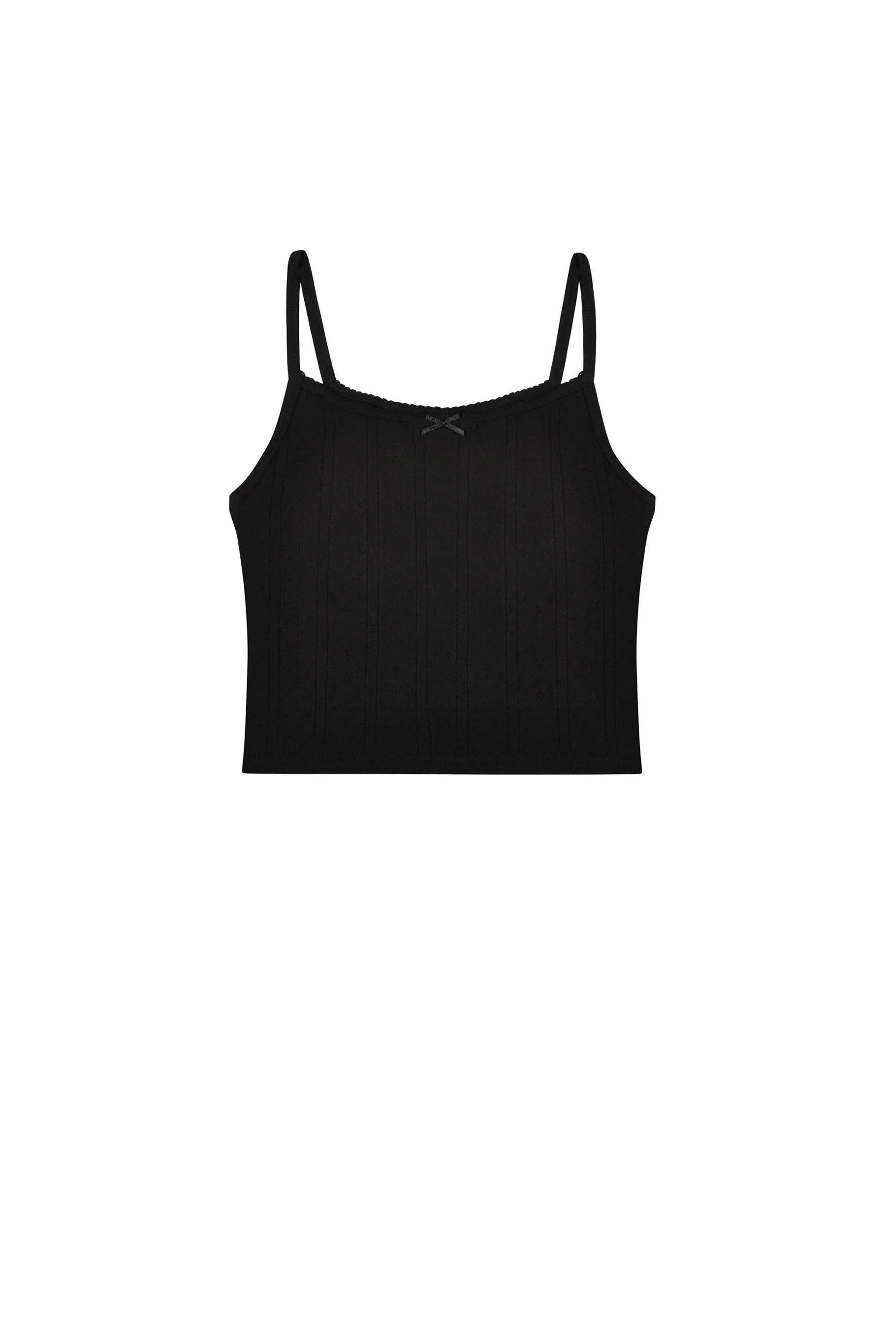 The Crop Picot Tank: Black Pointelle - Image 3