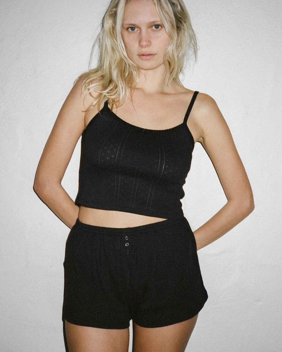 The Crop Picot Tank: Black Pointelle - Image 4