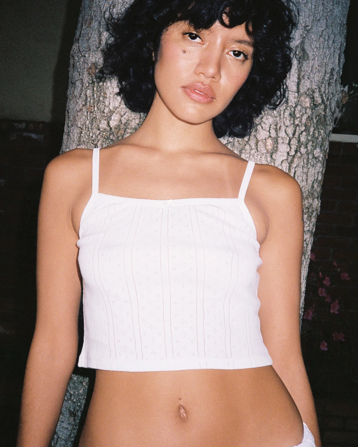 The Crop Picot Tank: White Pointelle - Image 2