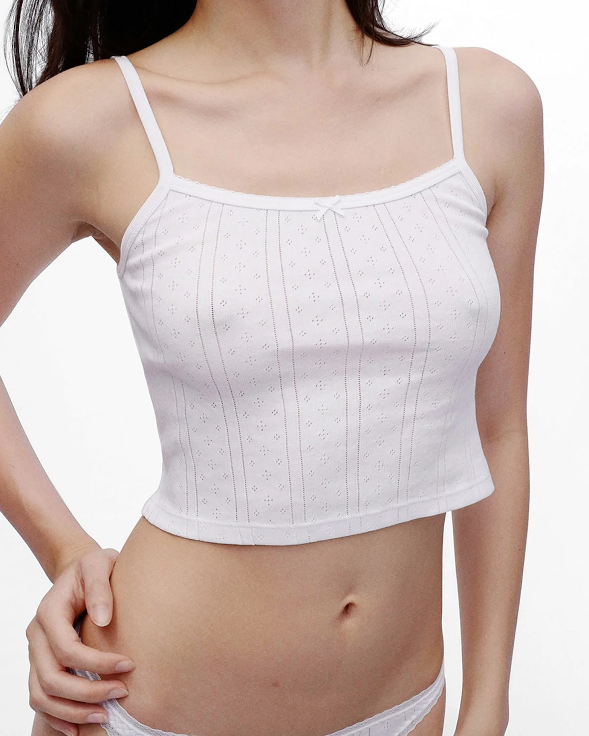 The Crop Picot Tank: White Pointelle - Image 8
