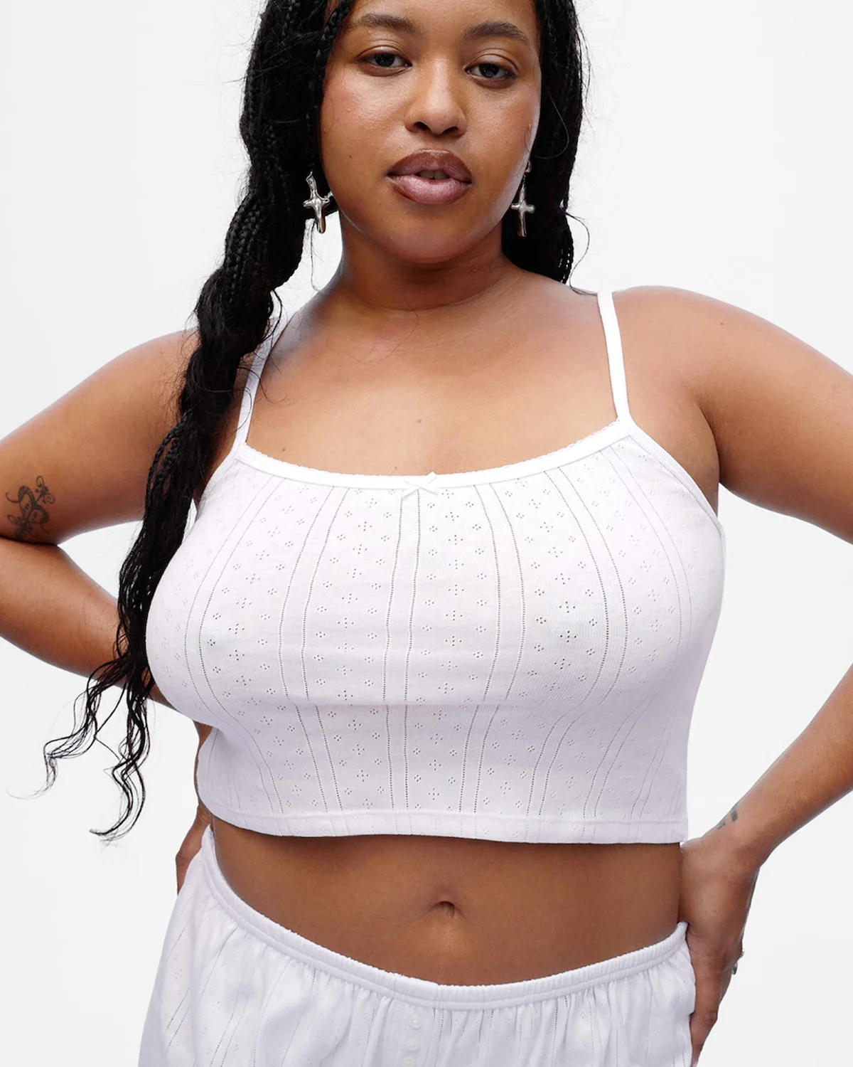 The Crop Picot Tank: White Pointelle - Image 9