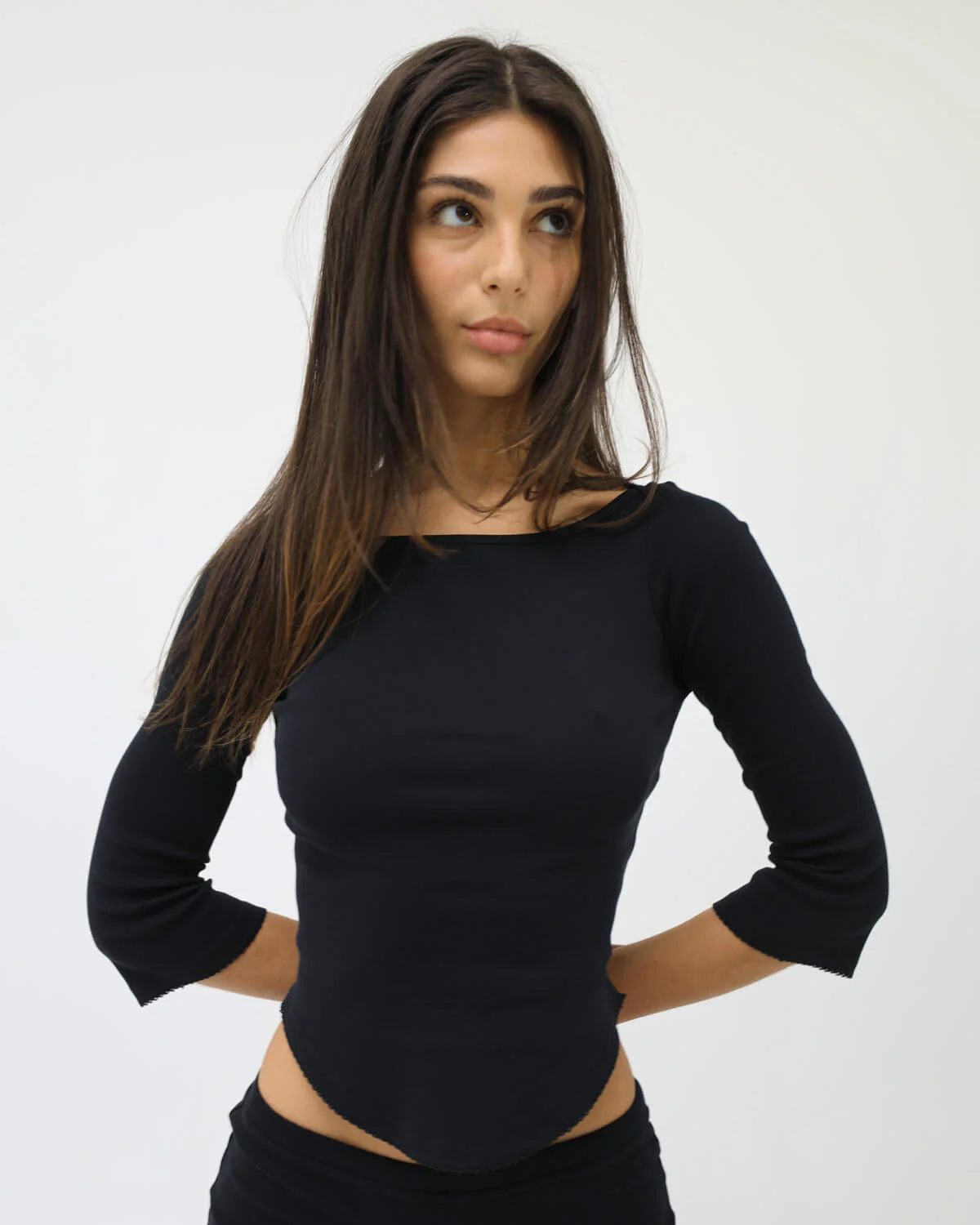 The Rina Long Sleeve: Black Cotton Jersey - Image 4