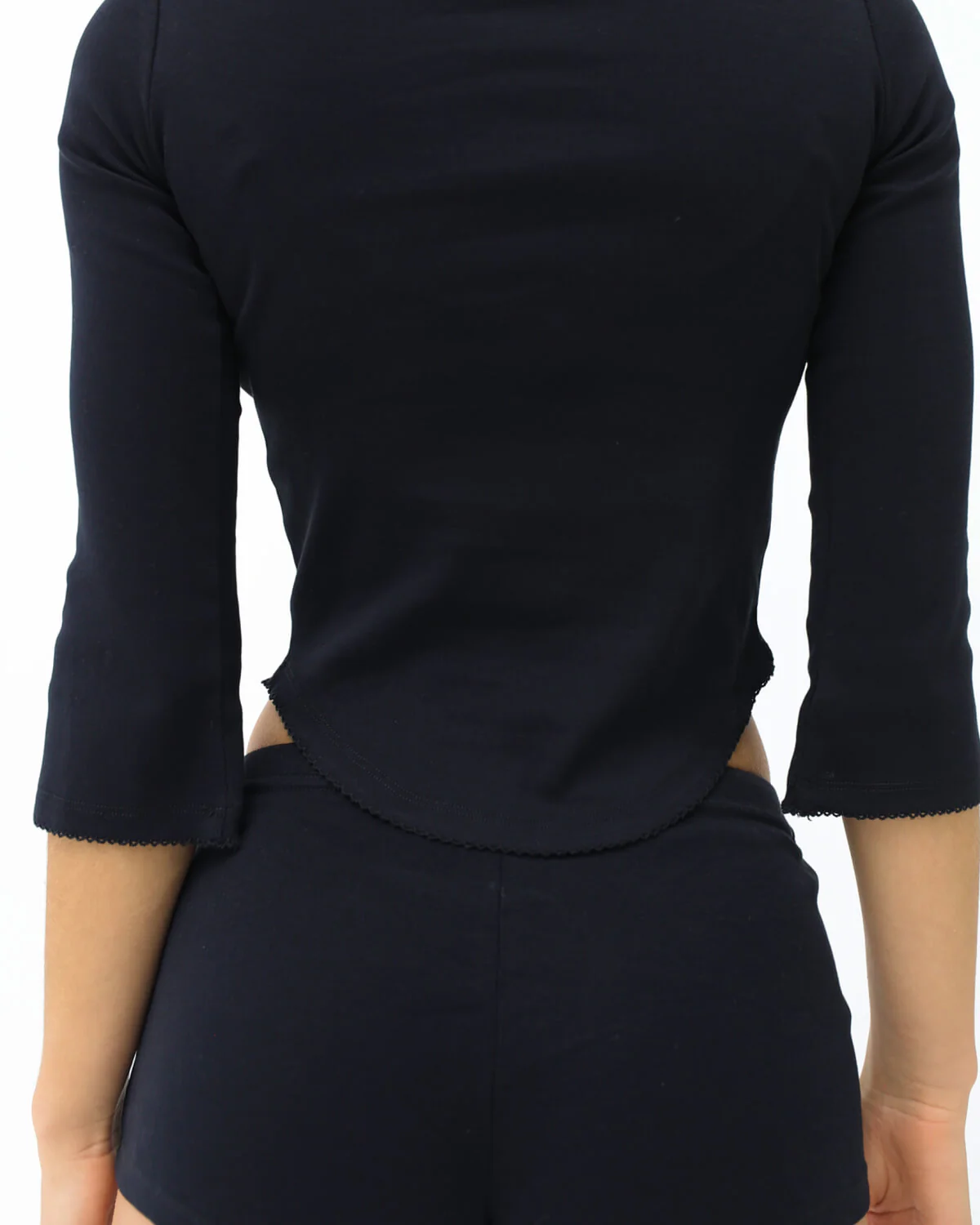 The Rina Long Sleeve: Black Cotton Jersey - Image 6