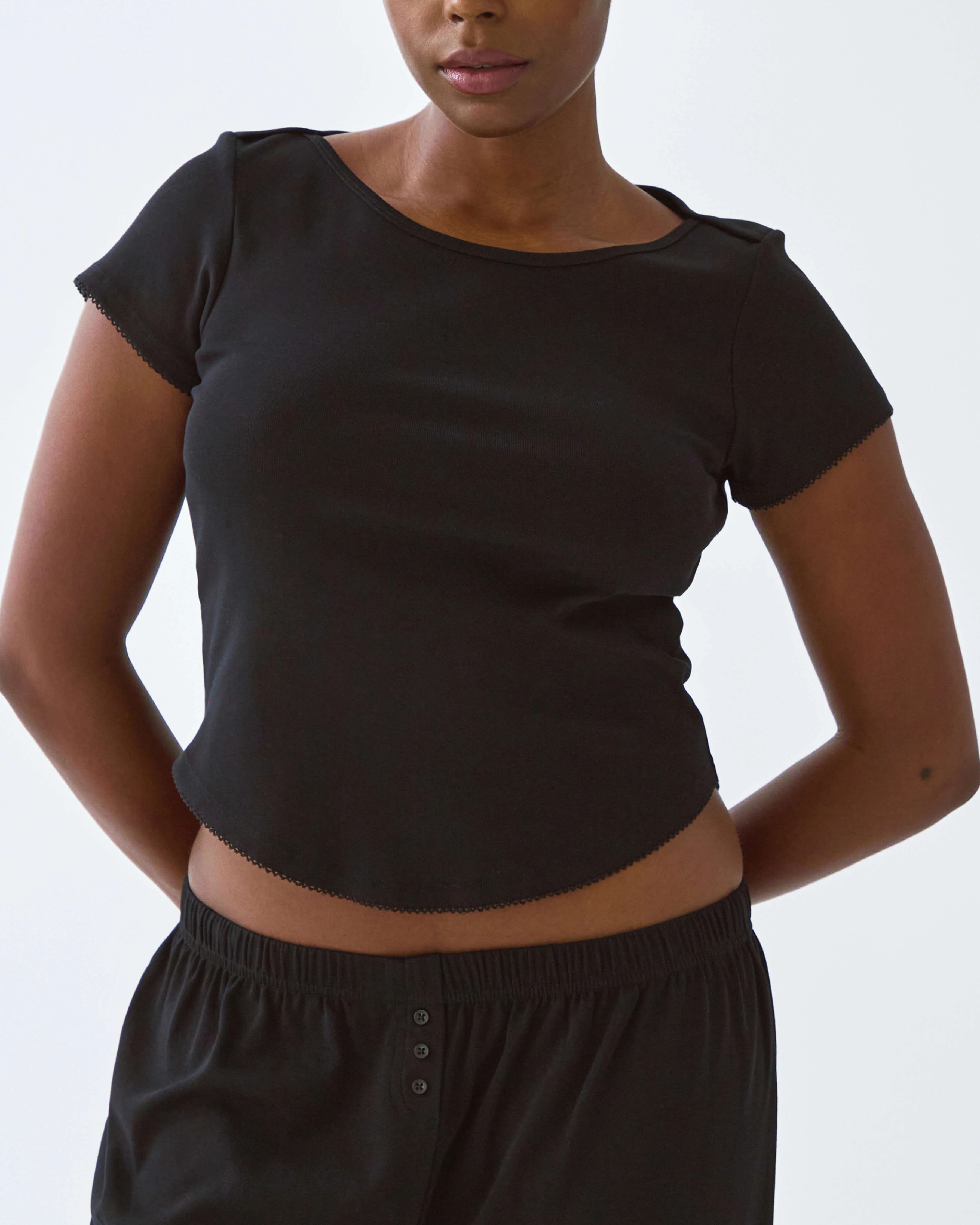 The Rina Tee: Black Cotton Jersey - Image 6