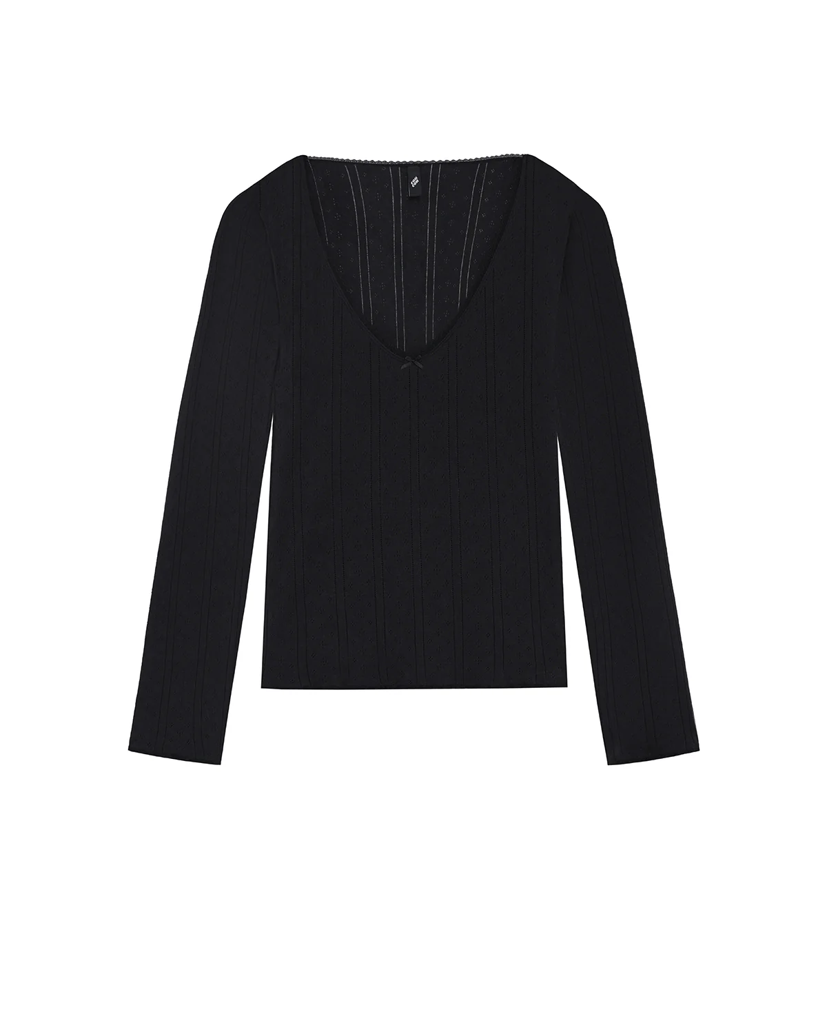 The Scoop Long Sleeve: Black Pointelle - Image 3