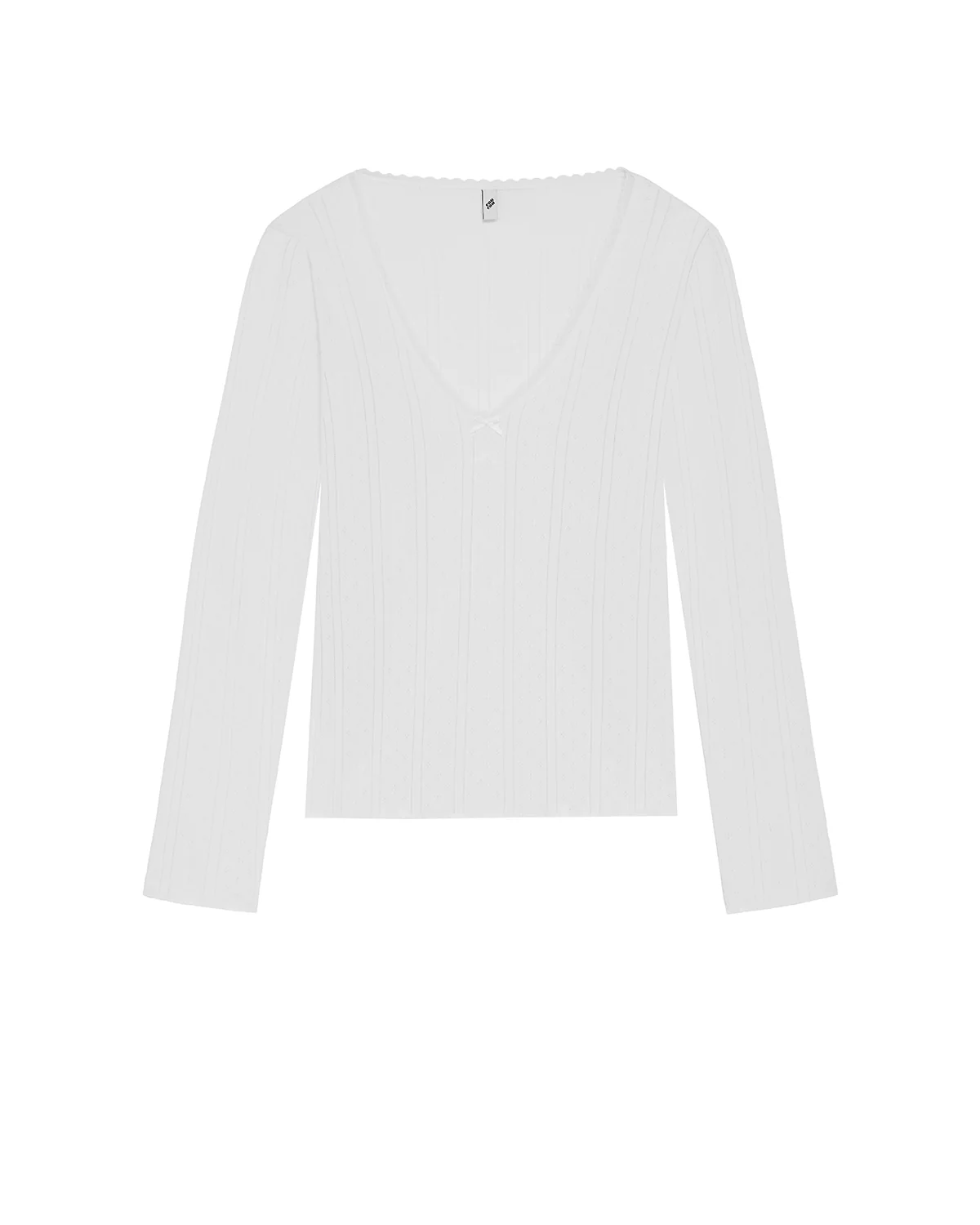 The Scoop Long Sleeve: White Pointelle - Image 3