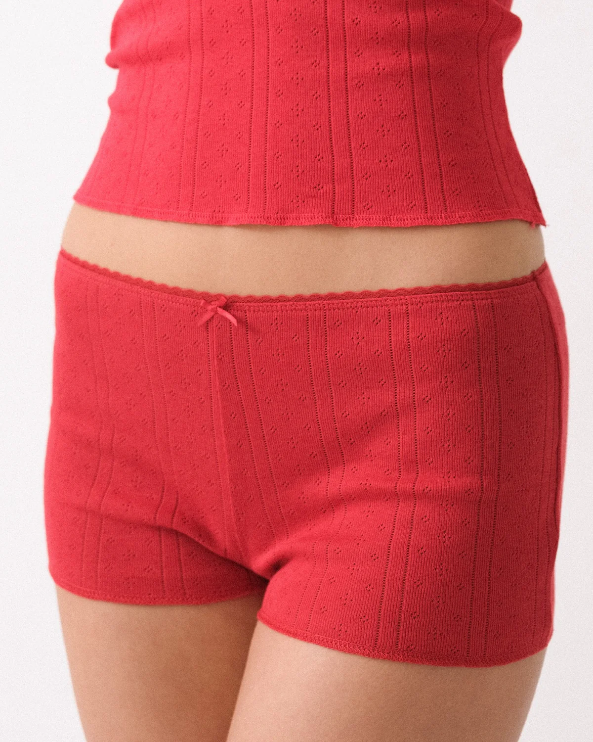 The Teeny Tiny Short: Cherry Red Pointelle - Image 8
