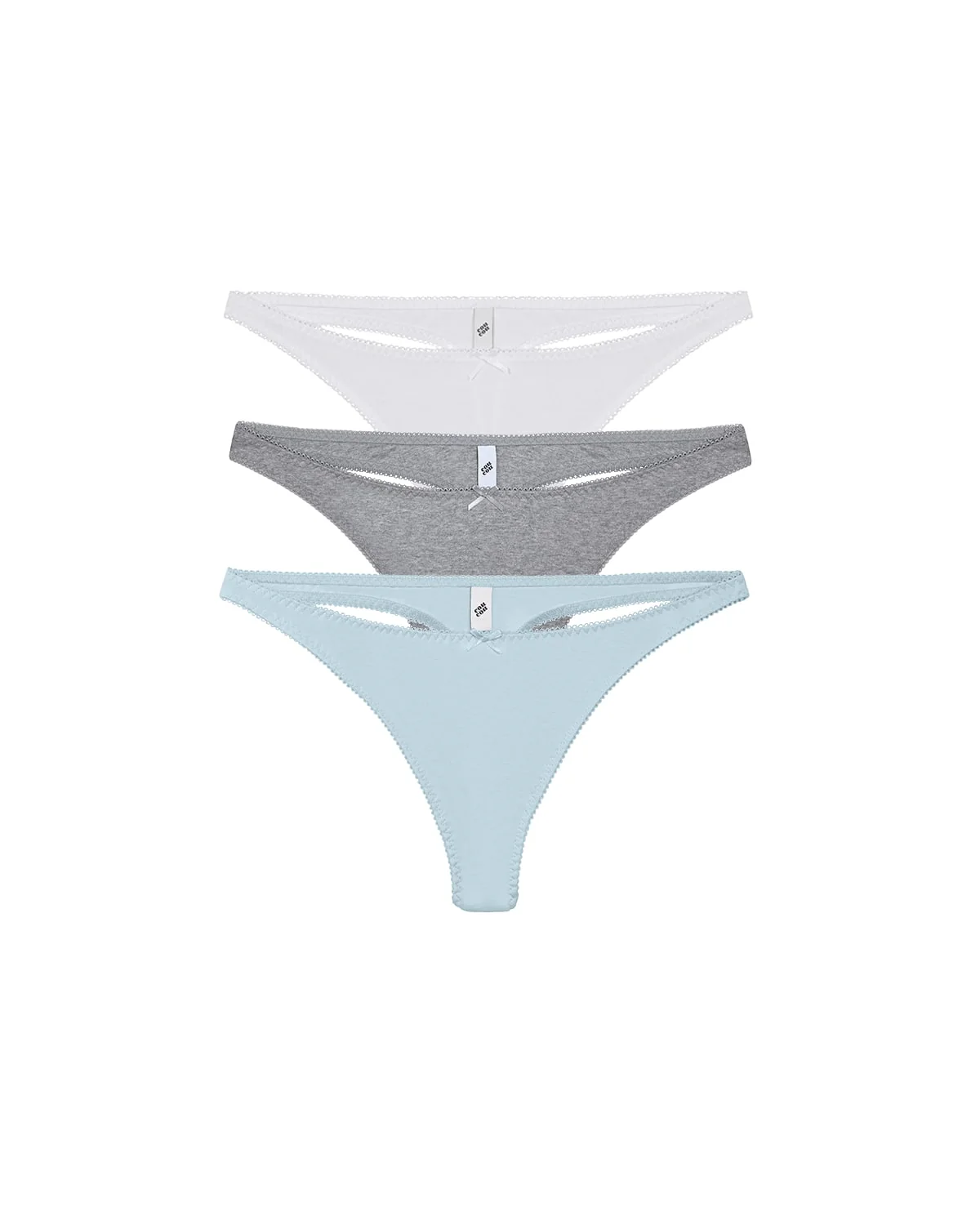 The Thong 3 Pack: Cotton Jersey Sky Blue, Grey, White - Image 3