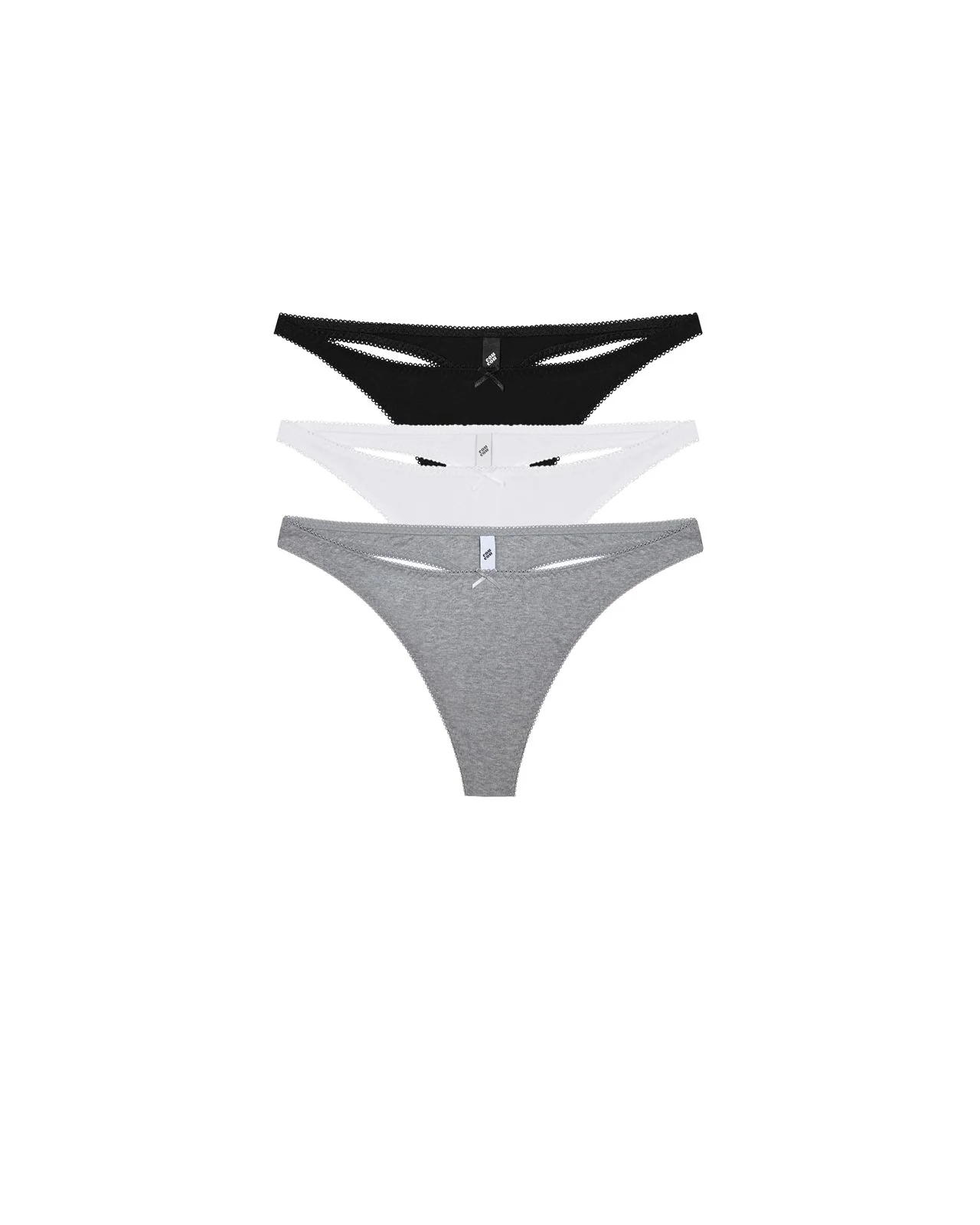 The Thong 3 Pack: Cotton Jersey Black, White & Grey - Image 3